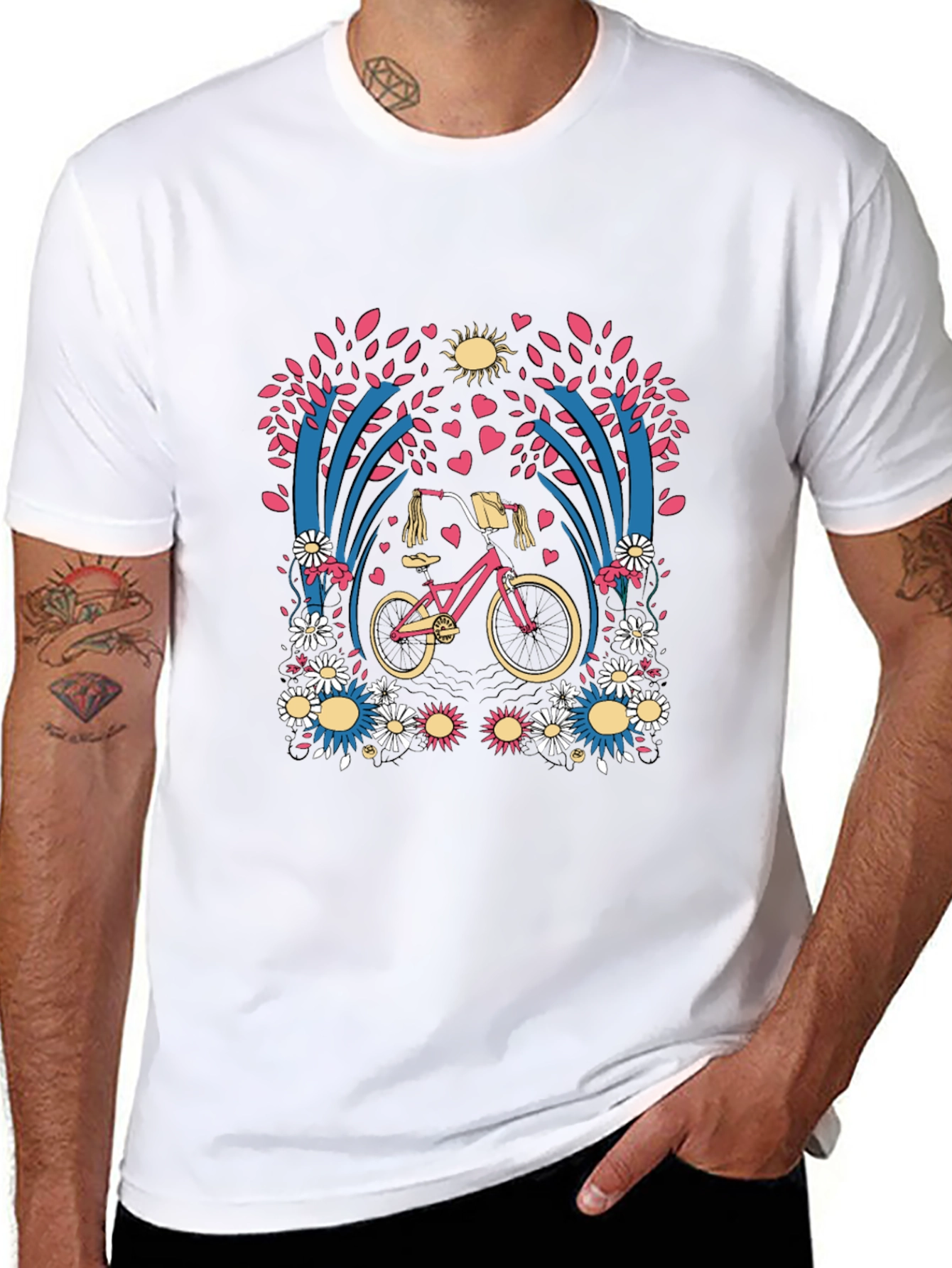 Floral Bicycle Graphic T-Shirt
