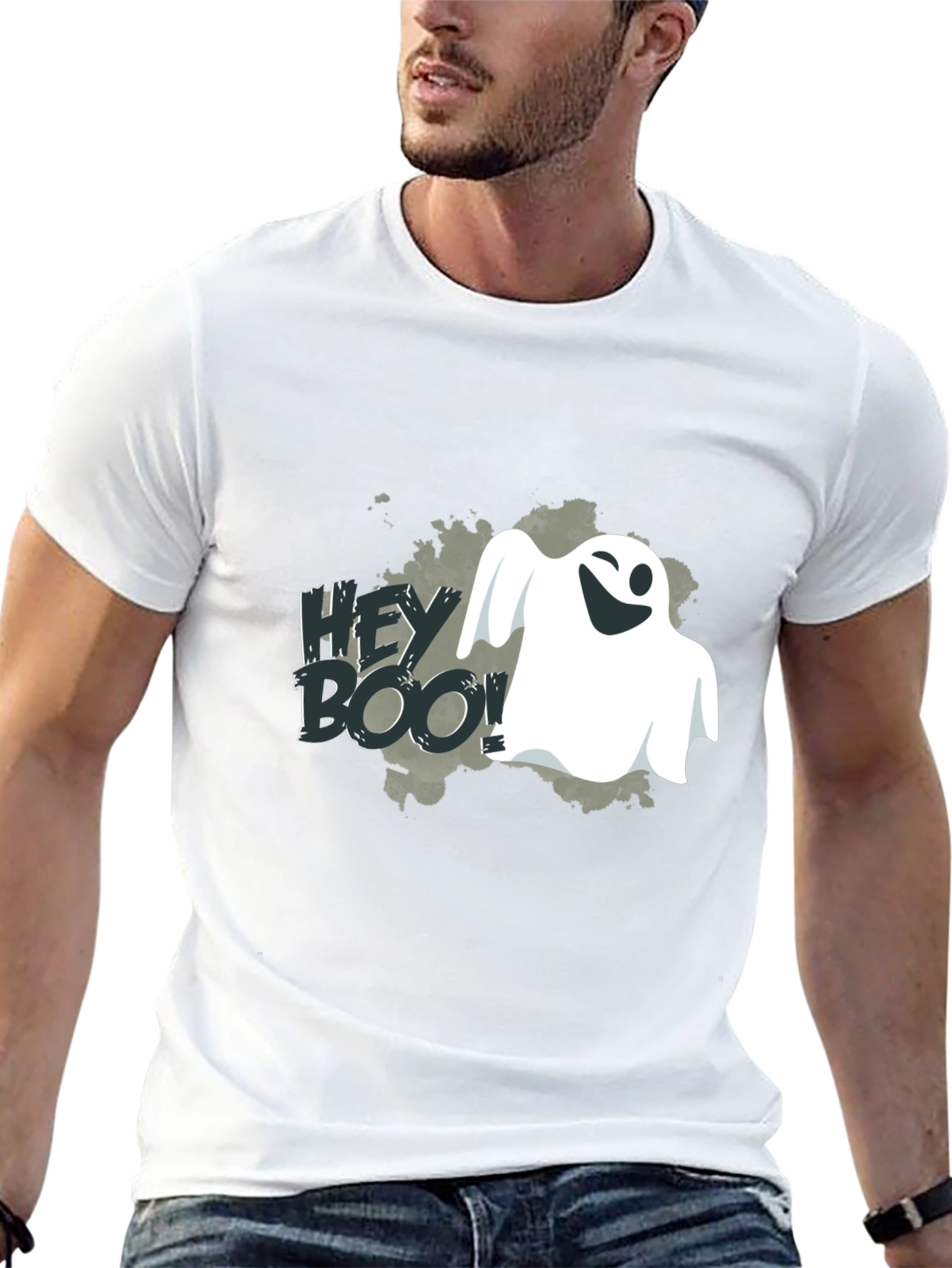 Hey Boo! Ghost Graphic Tee - Spooky Season Shirt