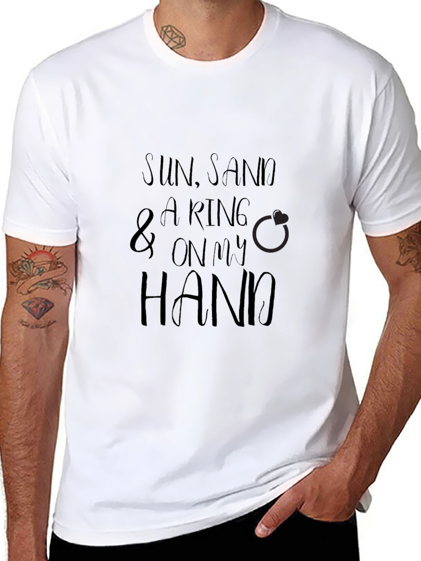 Sun Sand & a Ring Black Graphic T-Shirt