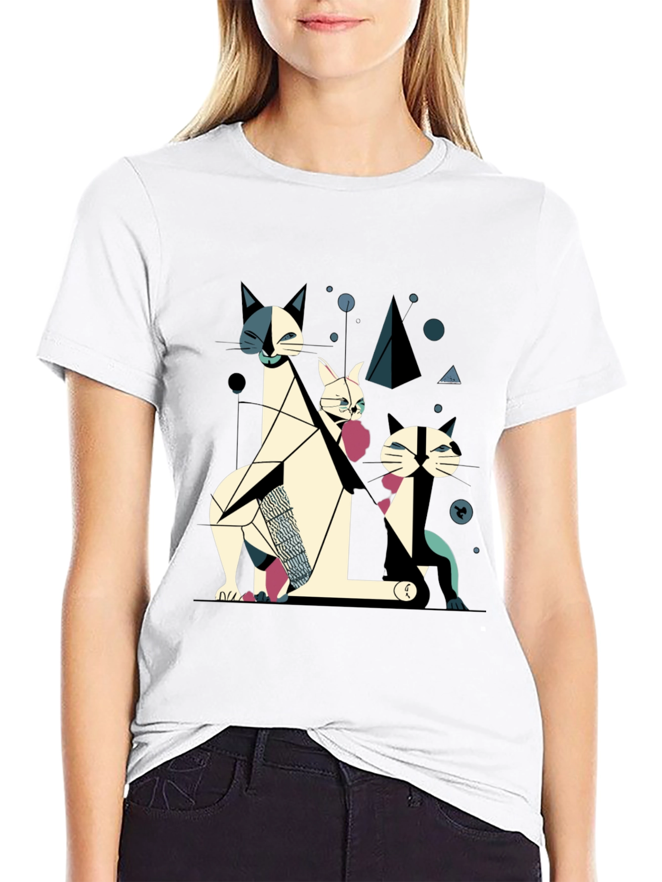 Abstract Geometric Cat T-Shirt