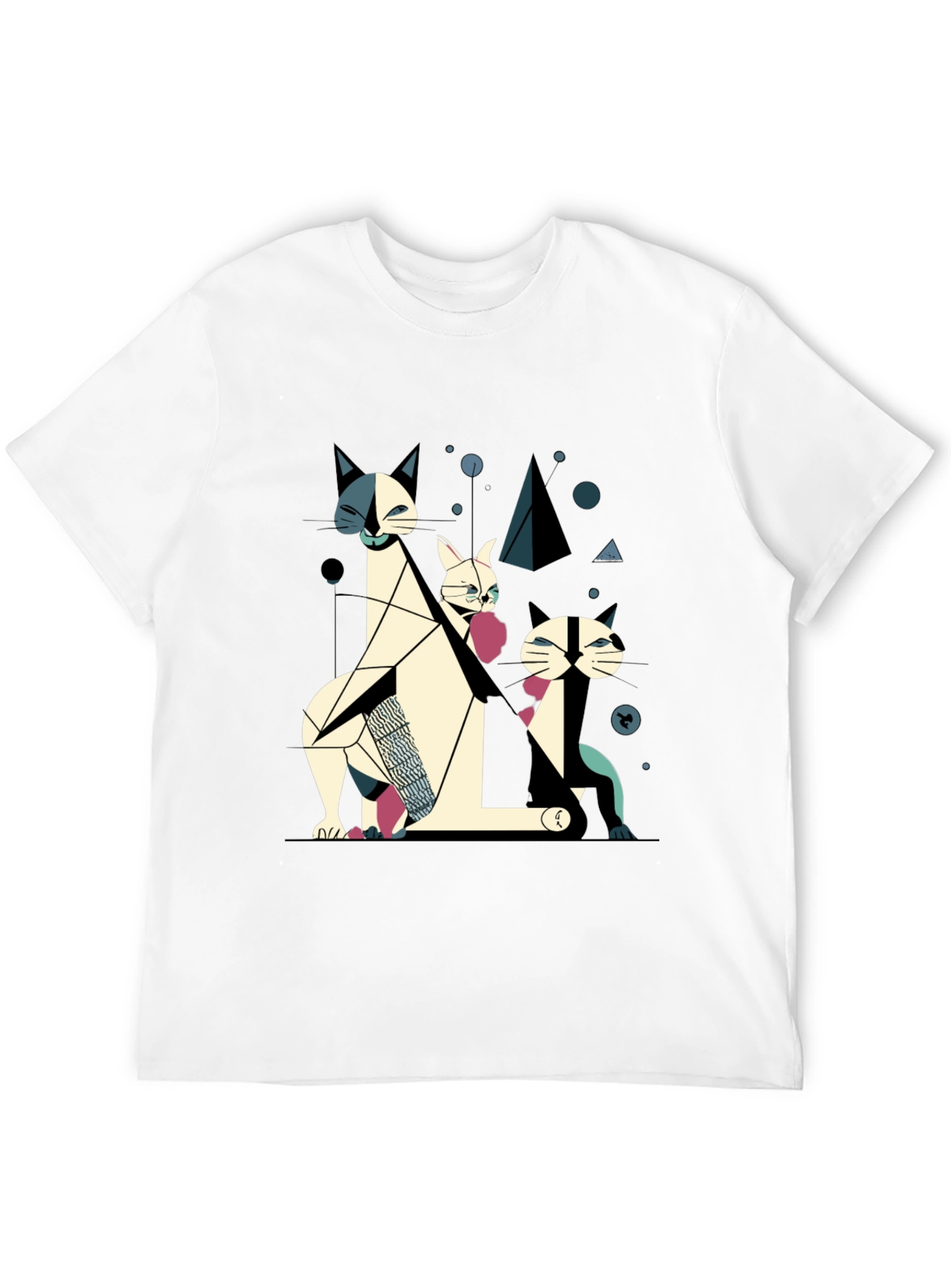 Abstract Geometric Cat T-Shirt
