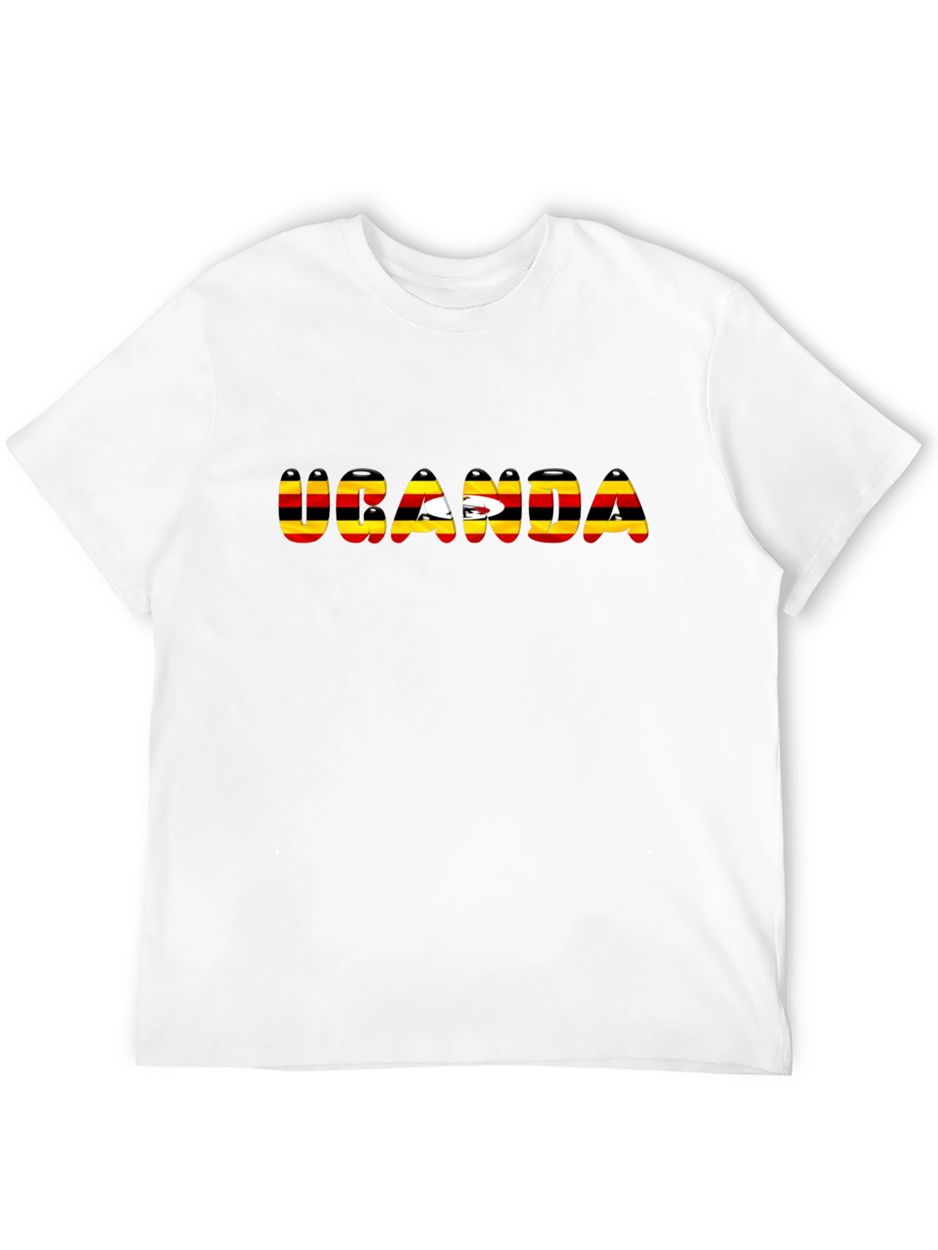 Uganda Flag T-Shirt - Black Cotton Tee