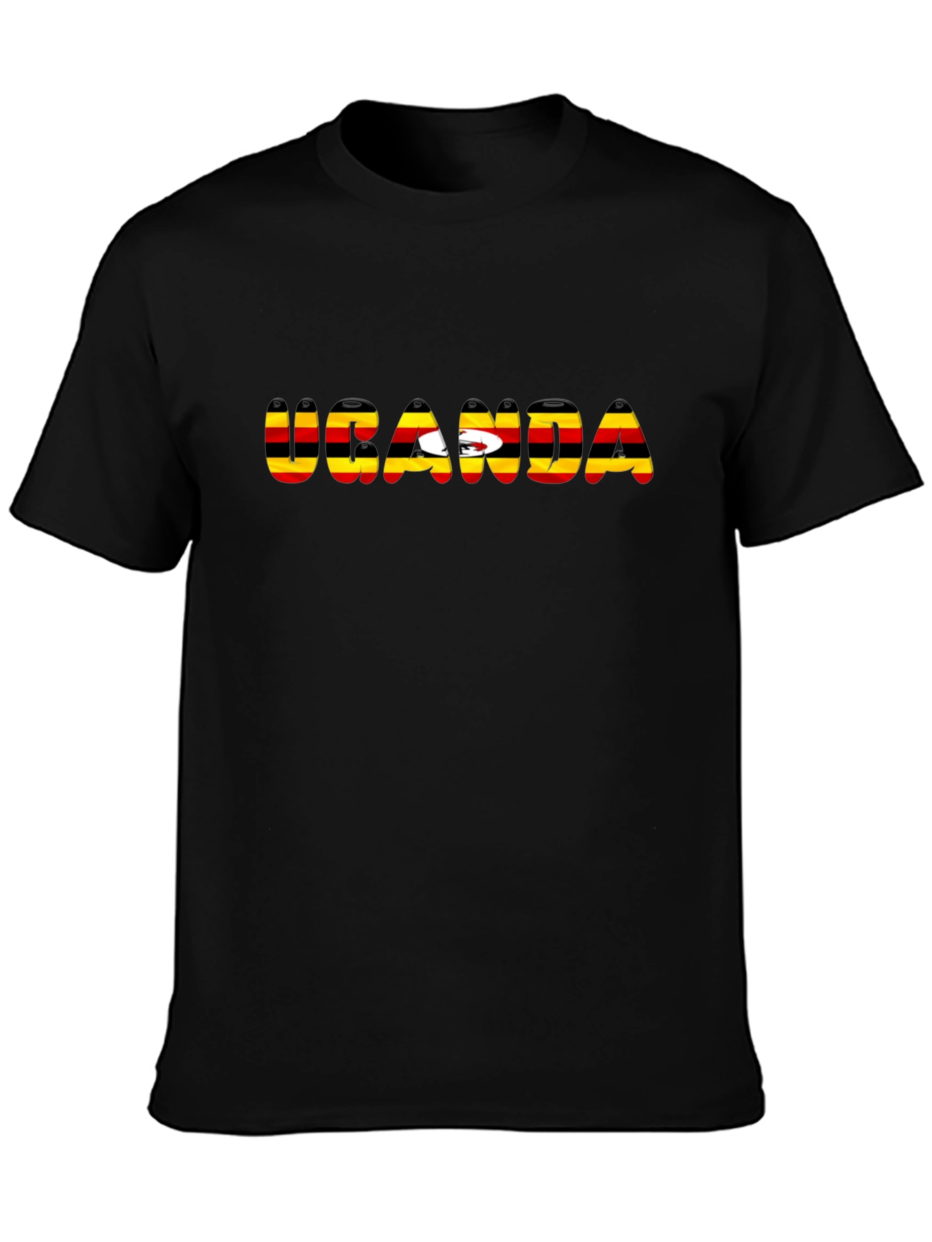 Uganda Flag T-Shirt - Black Cotton Tee