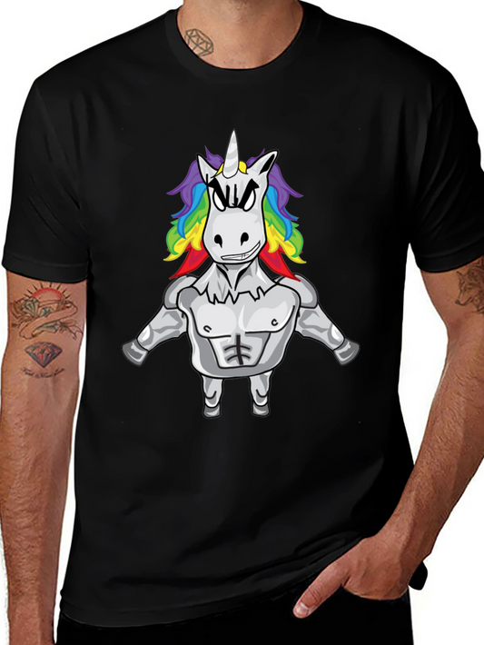 Muscle Unicorn Graphic T-Shirt - Mens Black Tee