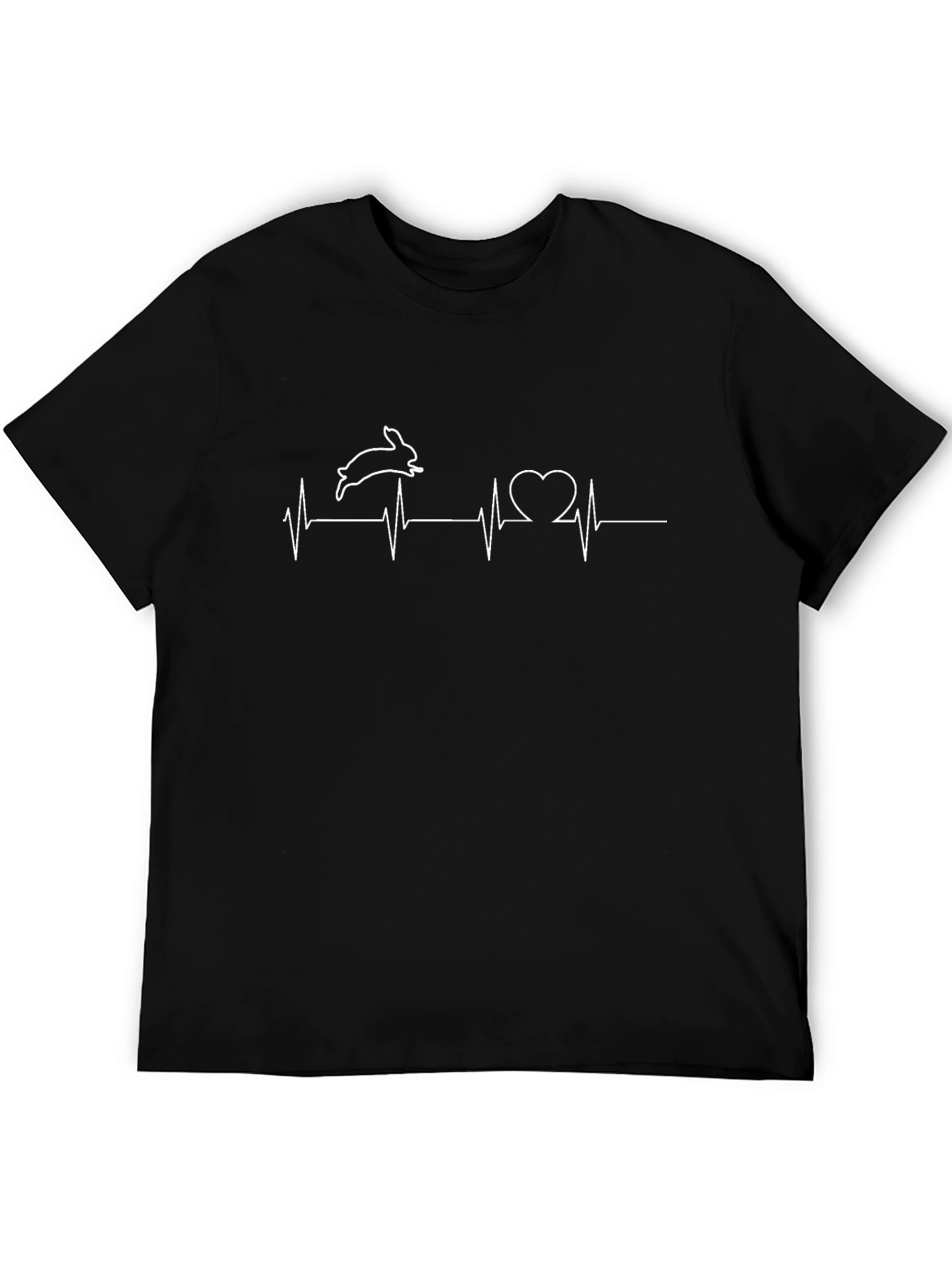 Rabbit Heartbeat T-Shirt: Mens Casual Graphic Tee