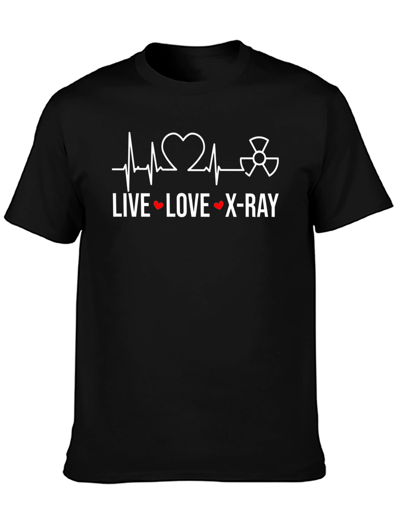 Live Love X-Ray Black T-Shirt Radiologist Heartbeat