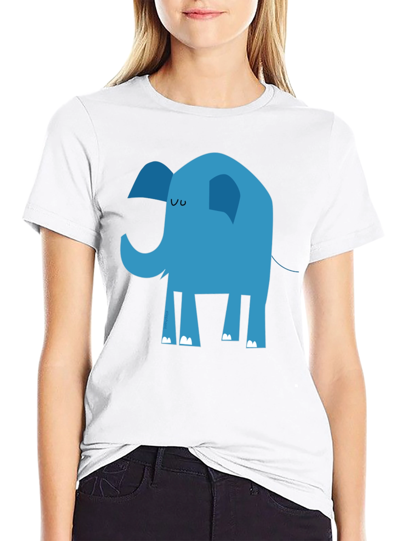 Cartoon Elephant Graphic Black Tee