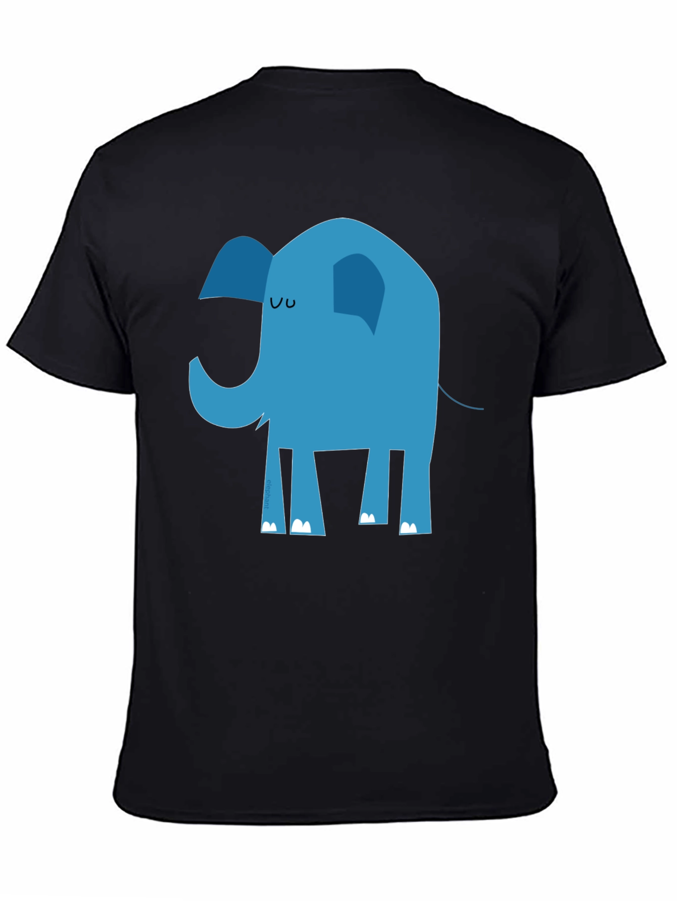 Cartoon Elephant Graphic Black Tee