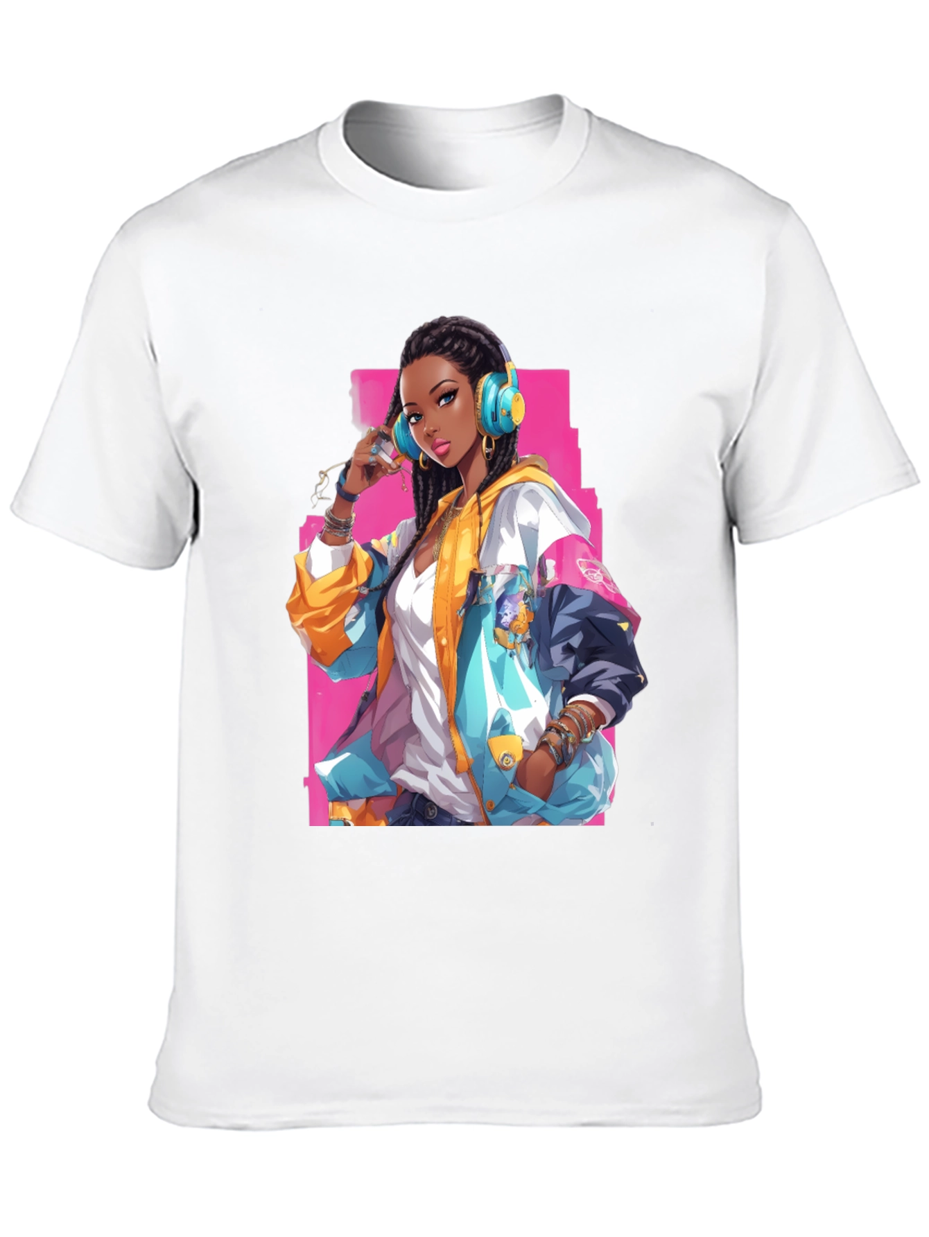 Anime Girl Graphic Print Black T-Shirt