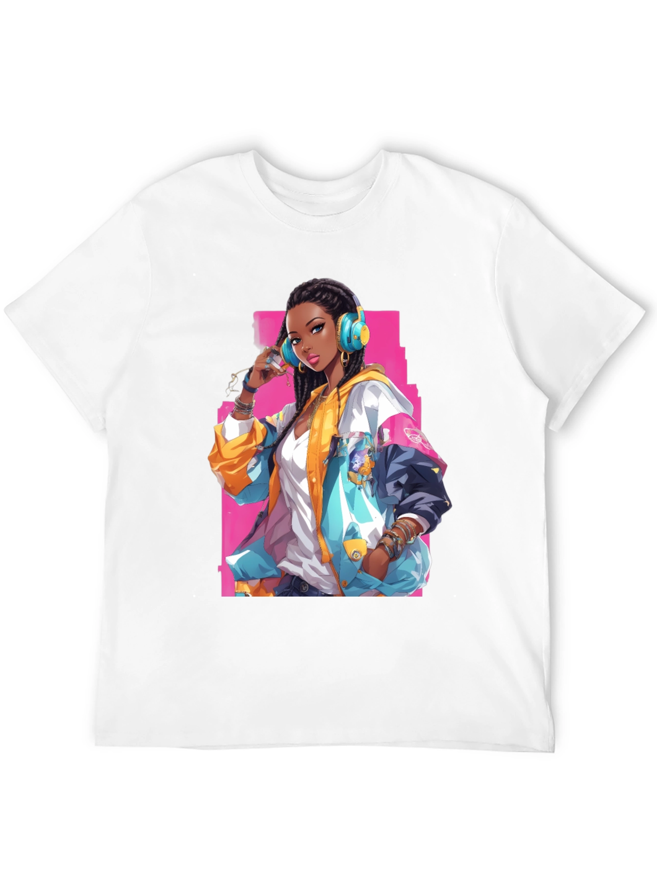 Anime Girl Graphic Print Black T-Shirt