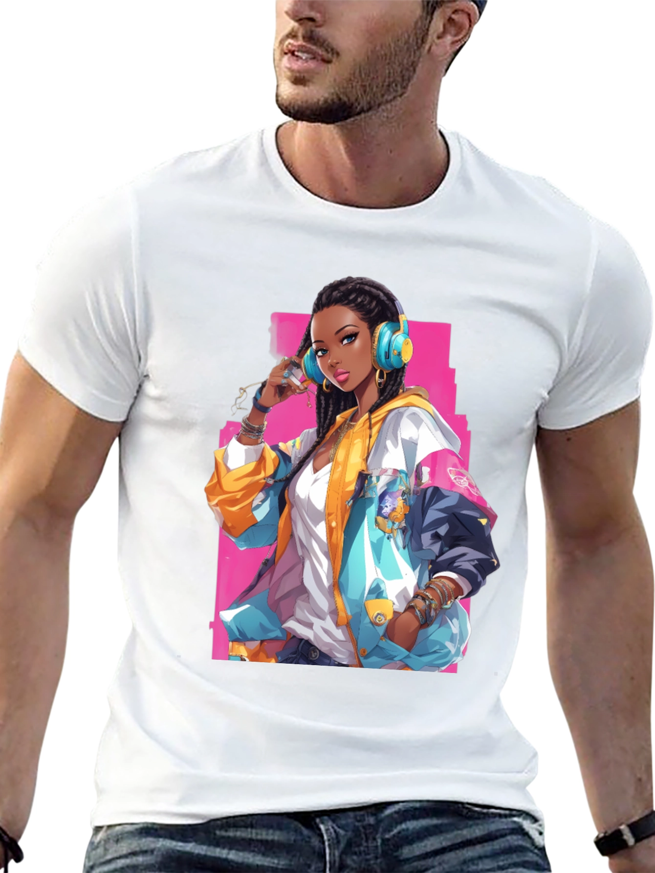 Anime Girl Graphic Print Black T-Shirt