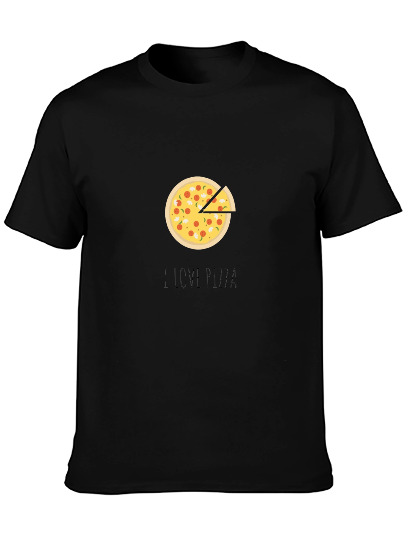 I Love Pizza Graphic Tee - Casual Black T-Shirt