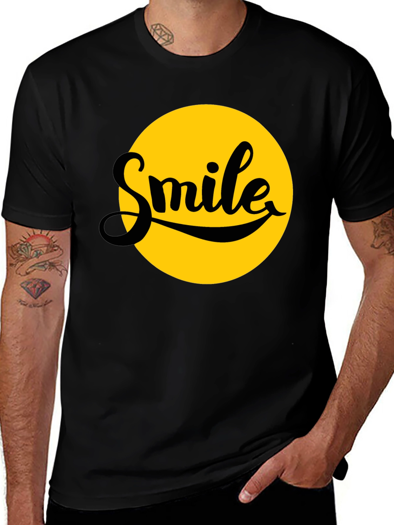 Smile Graphic T-Shirt - Black - Soft Cotton