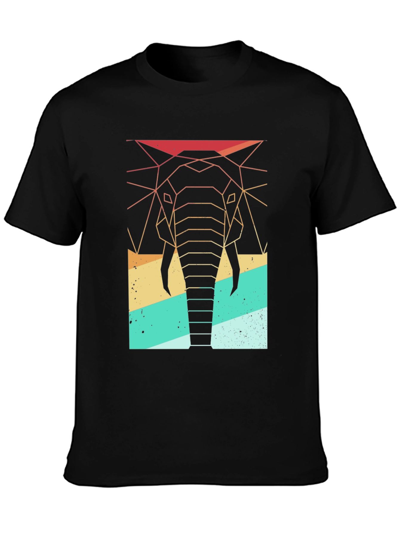 Geometric Elephant Retro T-Shirt