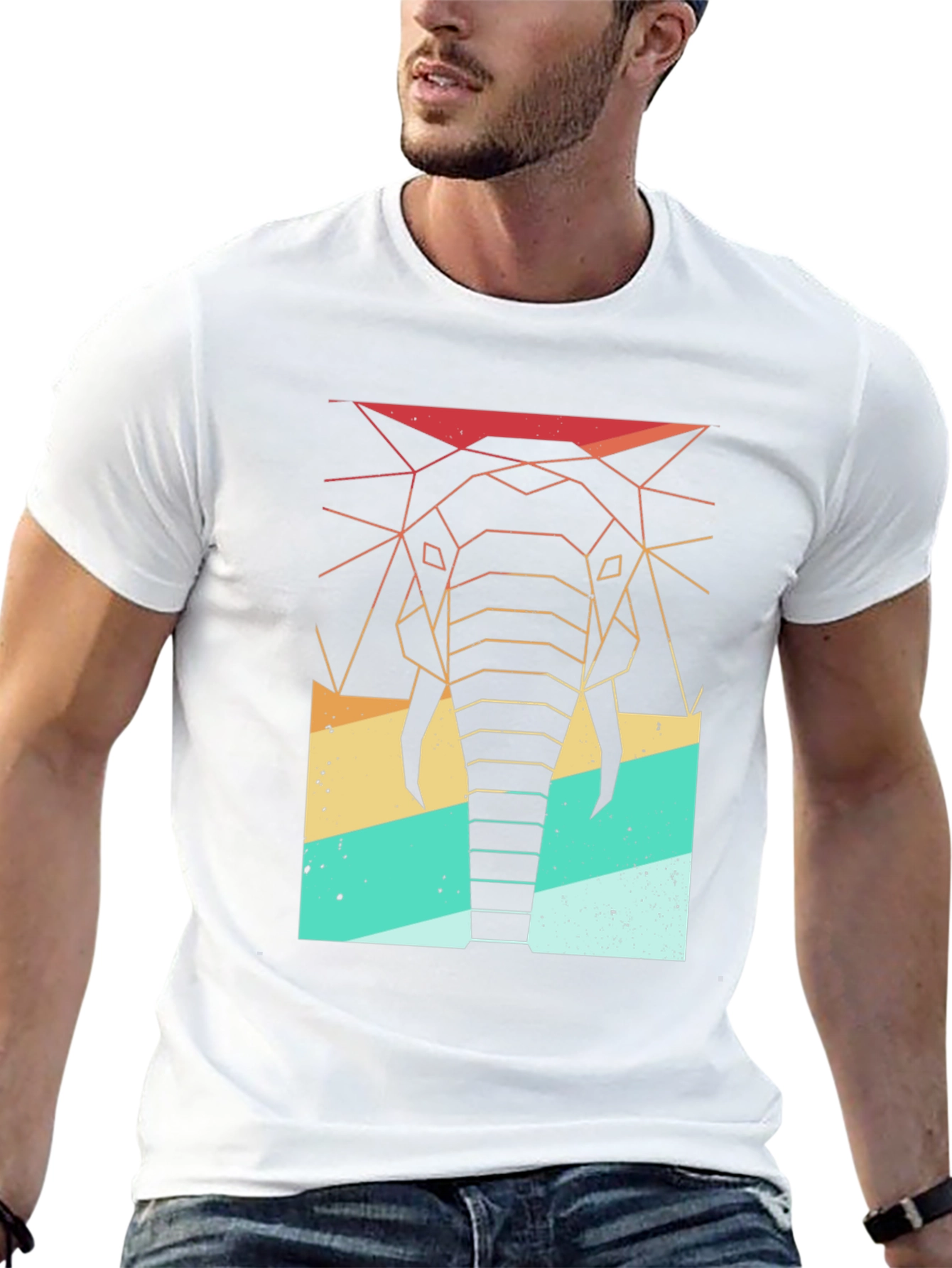 Geometric Elephant Retro T-Shirt