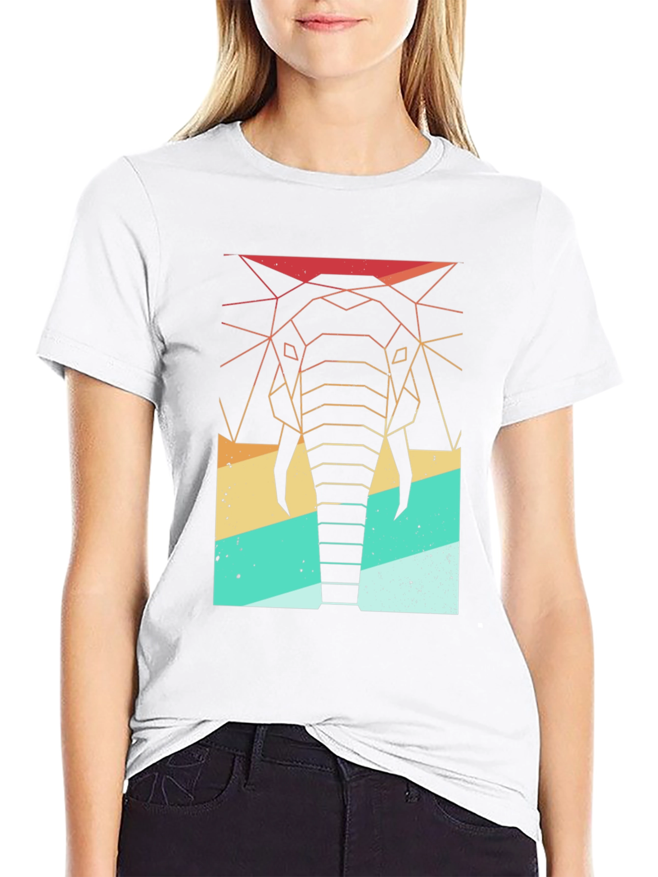 Geometric Elephant Retro T-Shirt