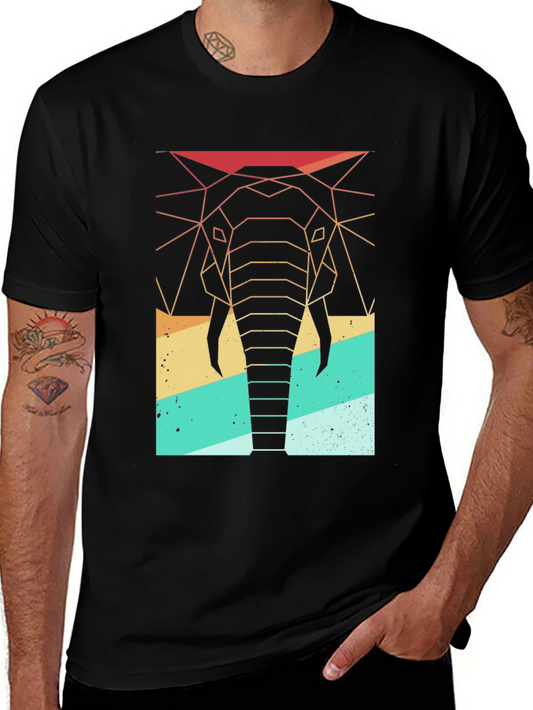 Geometric Elephant Retro T-Shirt