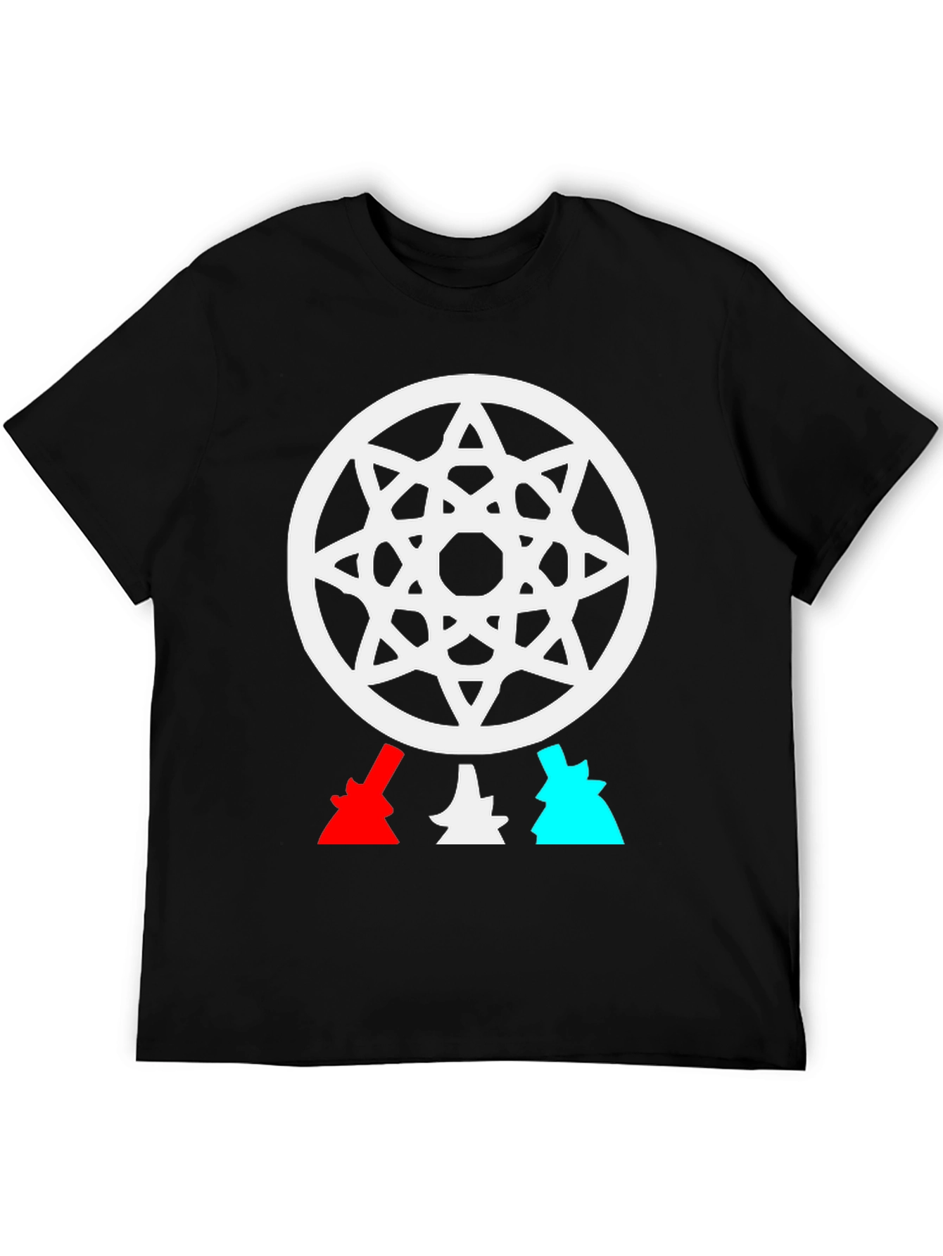 Geometric Star Design Black T-Shirt
