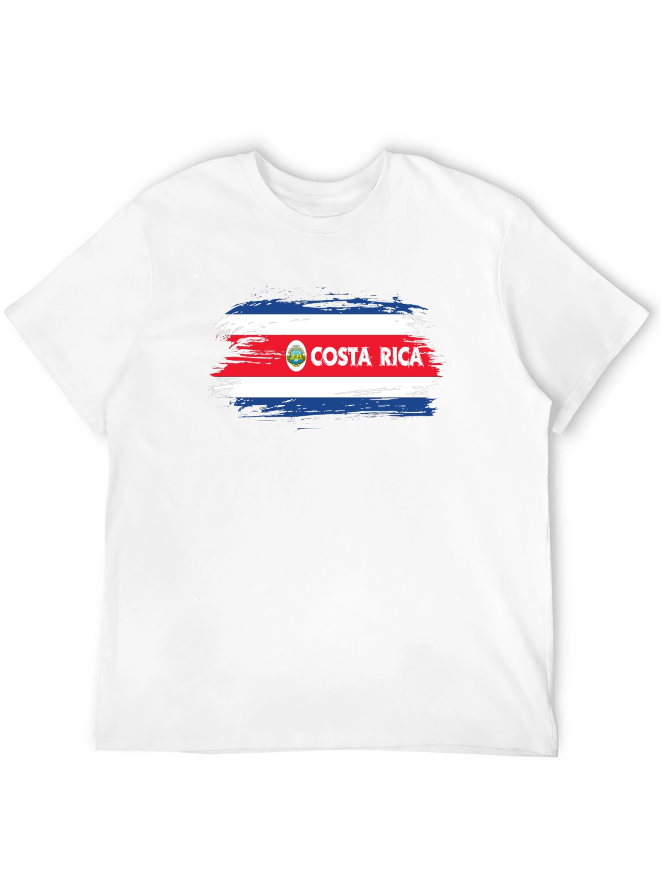 Costa Rica Flag Brushstroke Mens Black T-Shirt