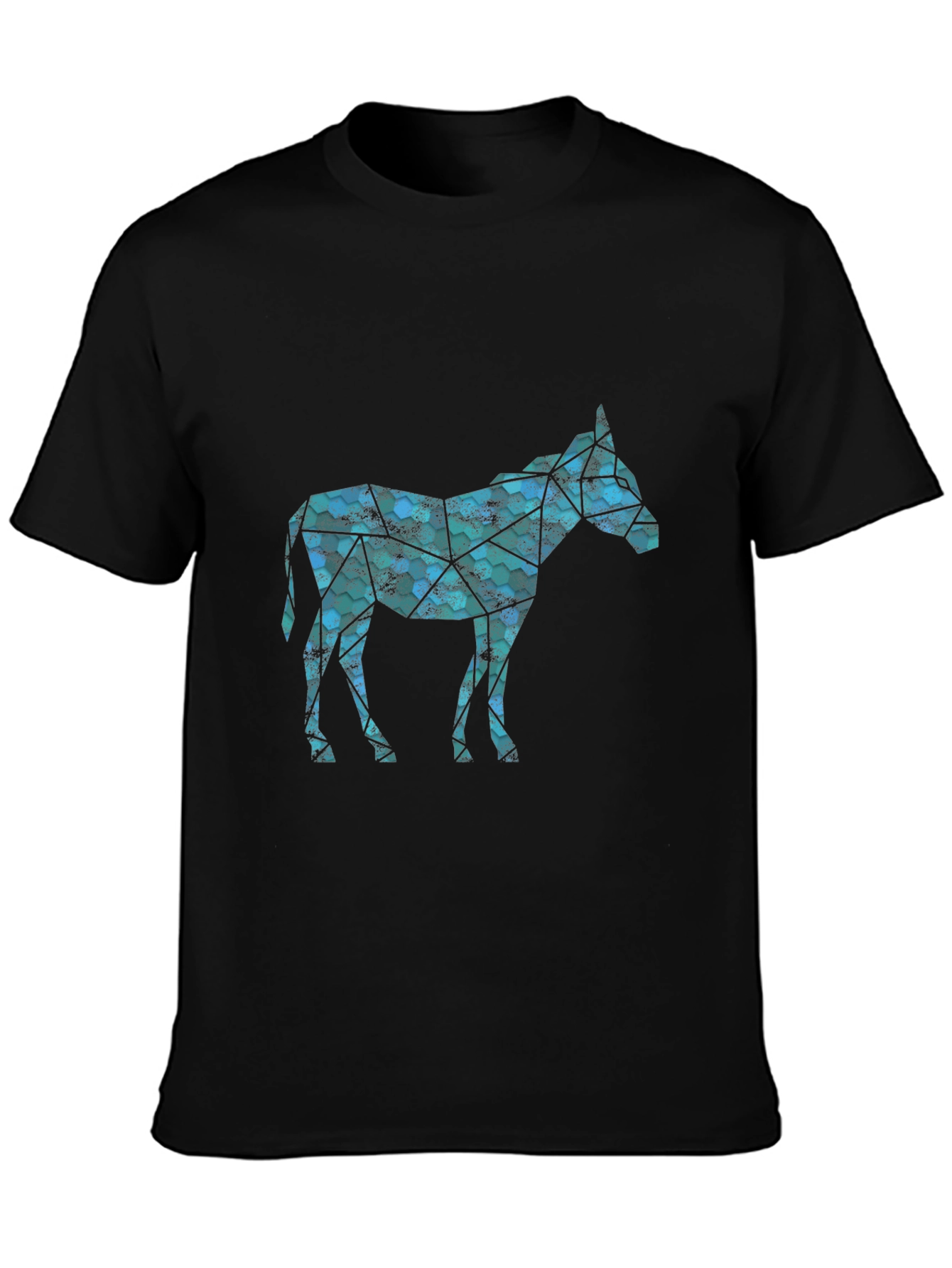 Geometric Donkey Graphic Tee - Mens Black T-Shirt