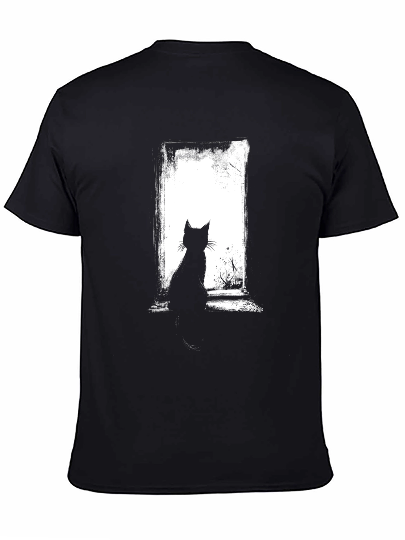Cat Silhouette Graphic Black T-Shirt