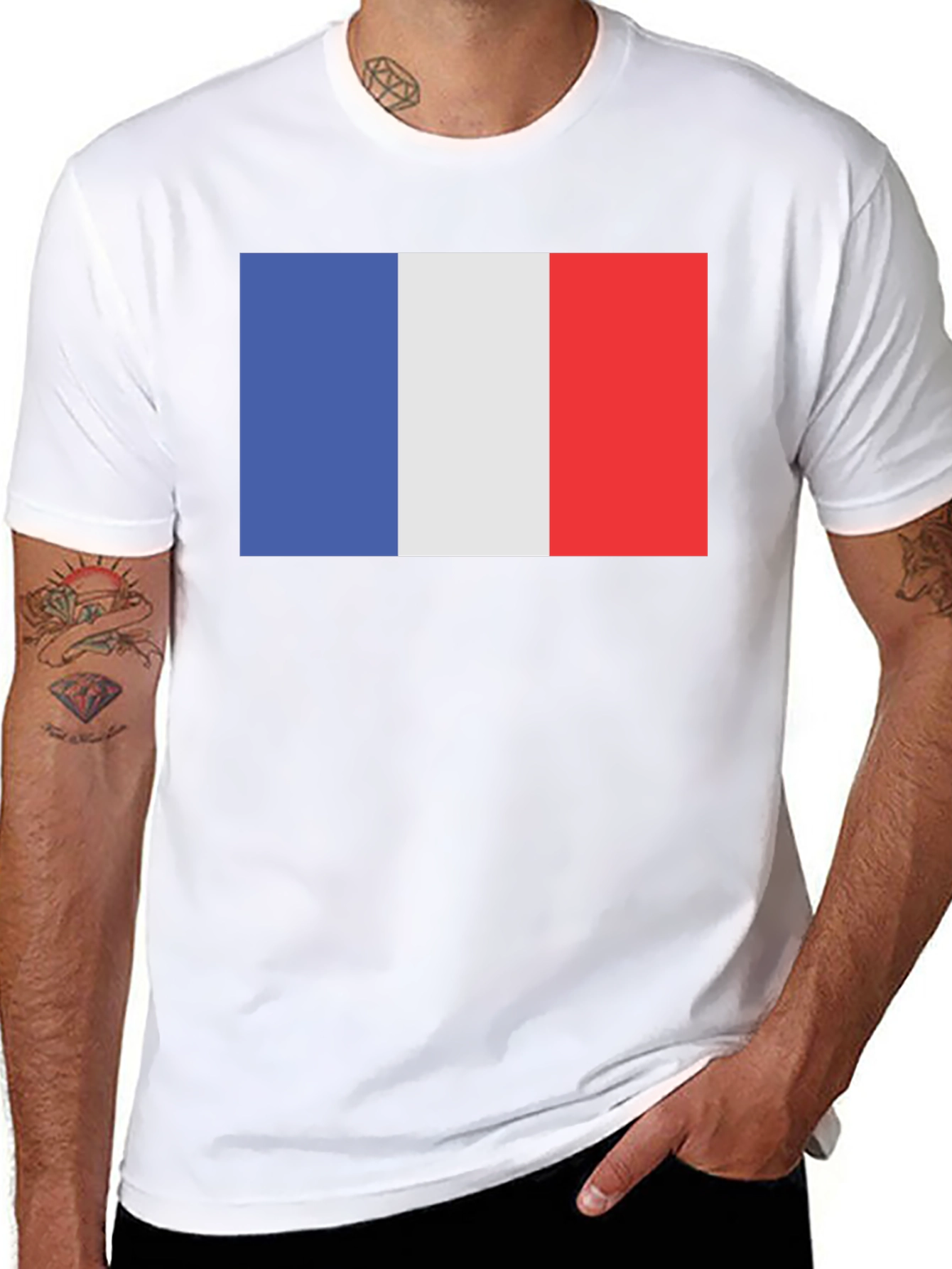 French Flag T-Shirt - Black Short Sleeve