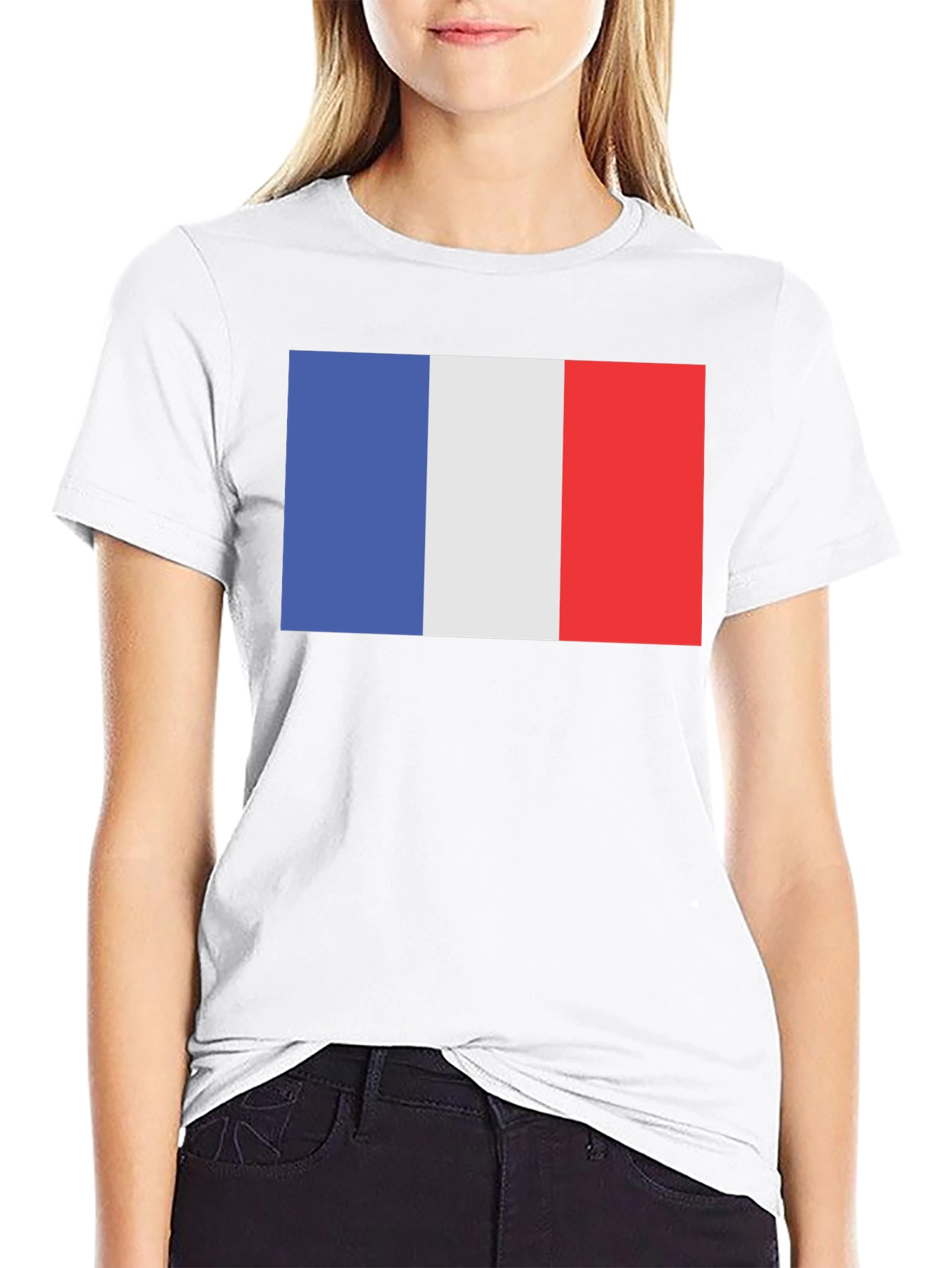 French Flag T-Shirt - Black Short Sleeve