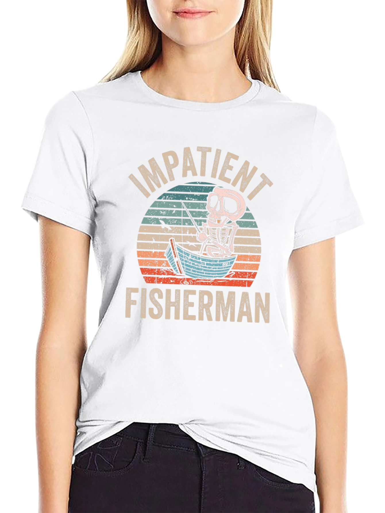 Impatient Fisherman Skeleton Graphic T-Shirt