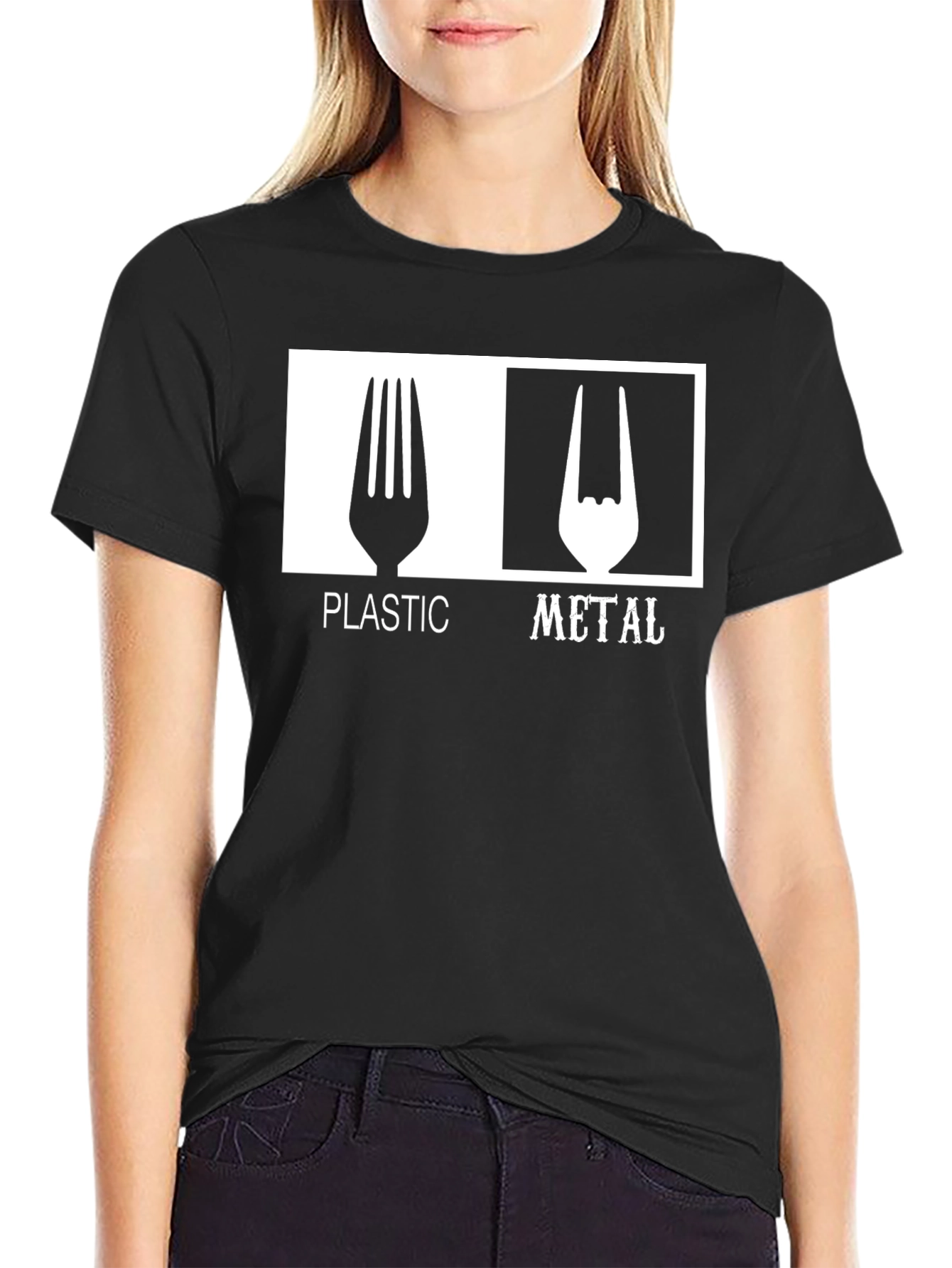Plastic vs Metal Graphic Tee - Music Lovers T-Shirt
