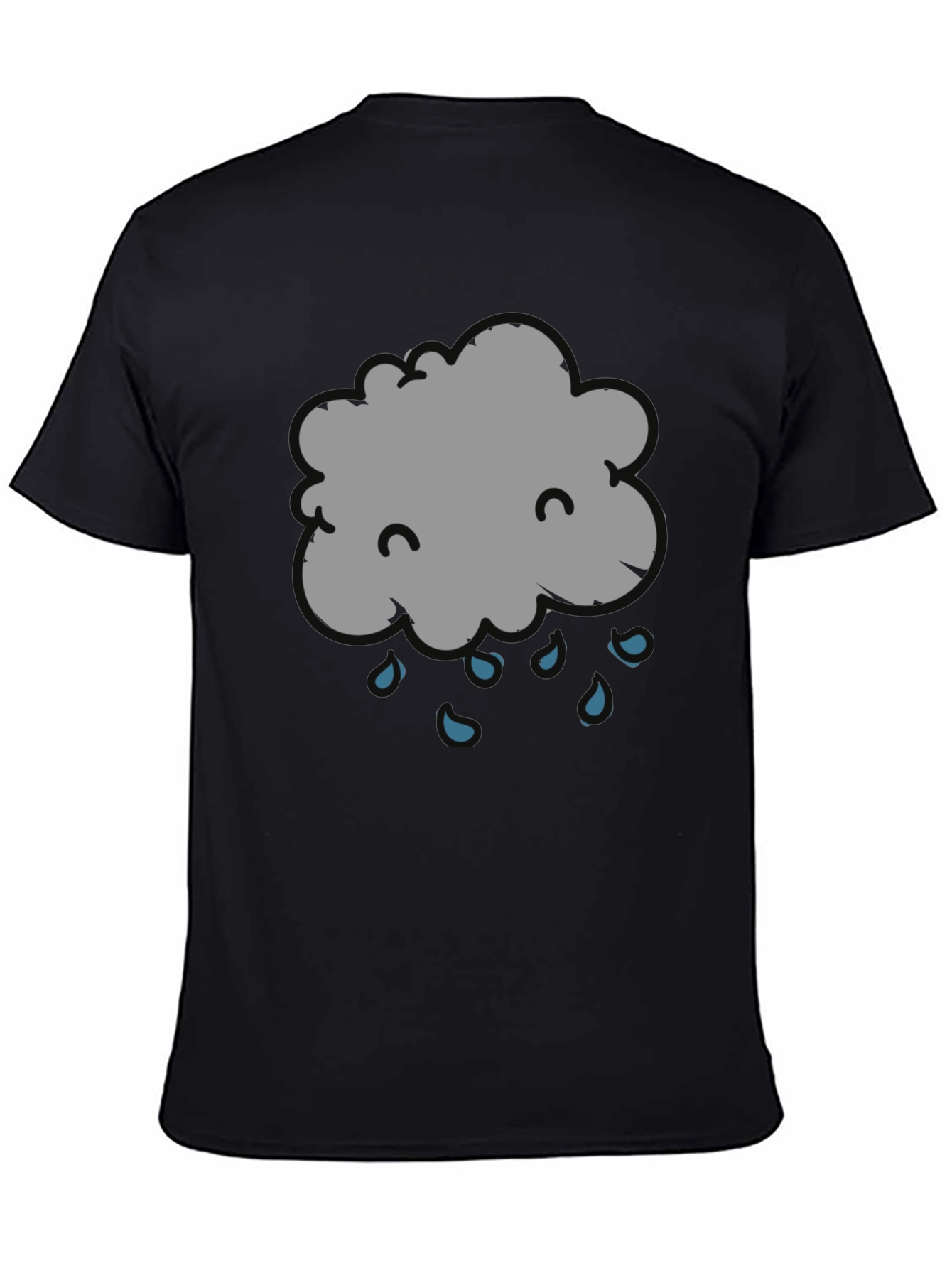 Rain Cloud Graphic Tee - Black Cotton T-Shirt