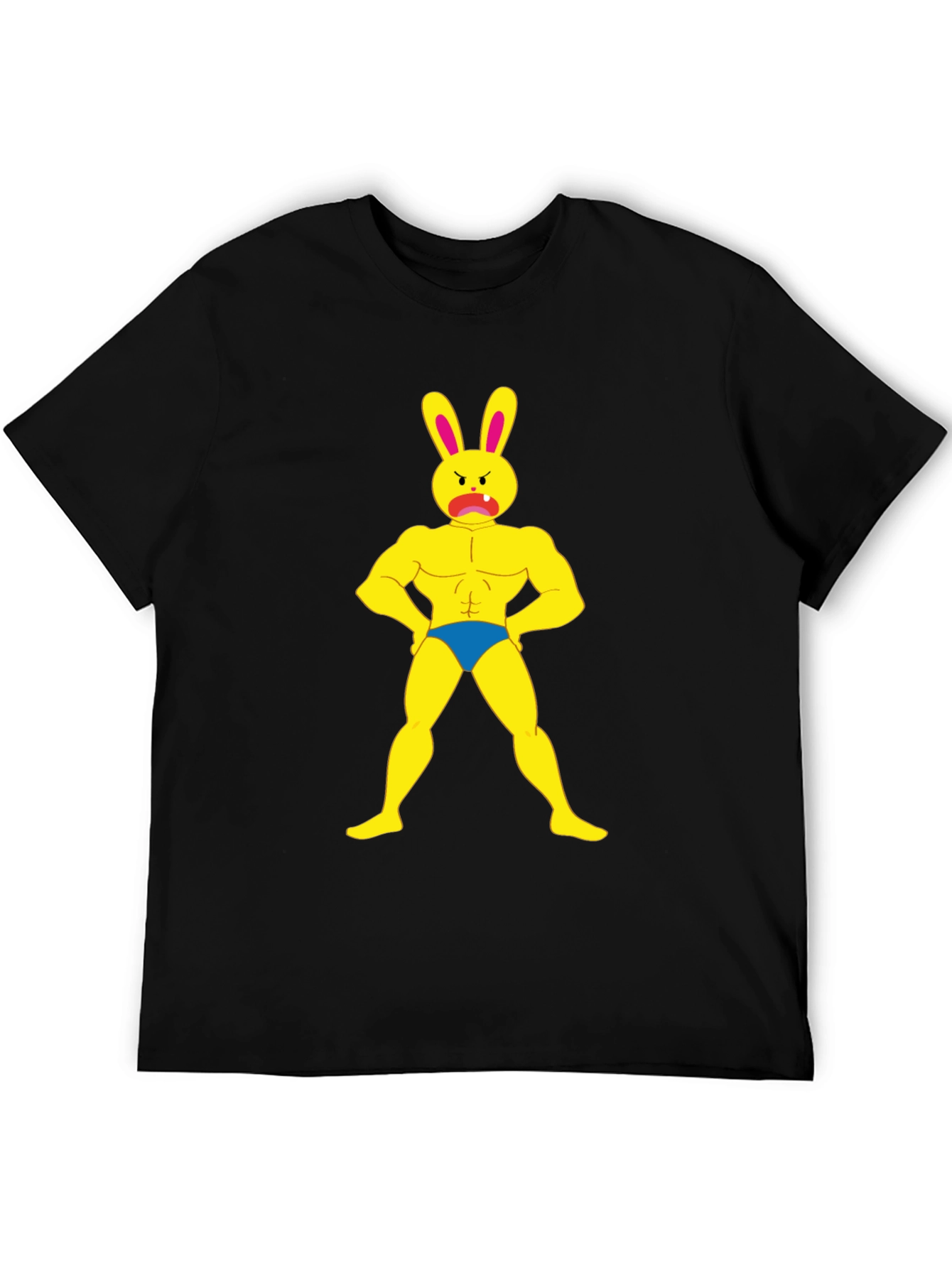 Funny Buff Bunny Graphic Black T-Shirt