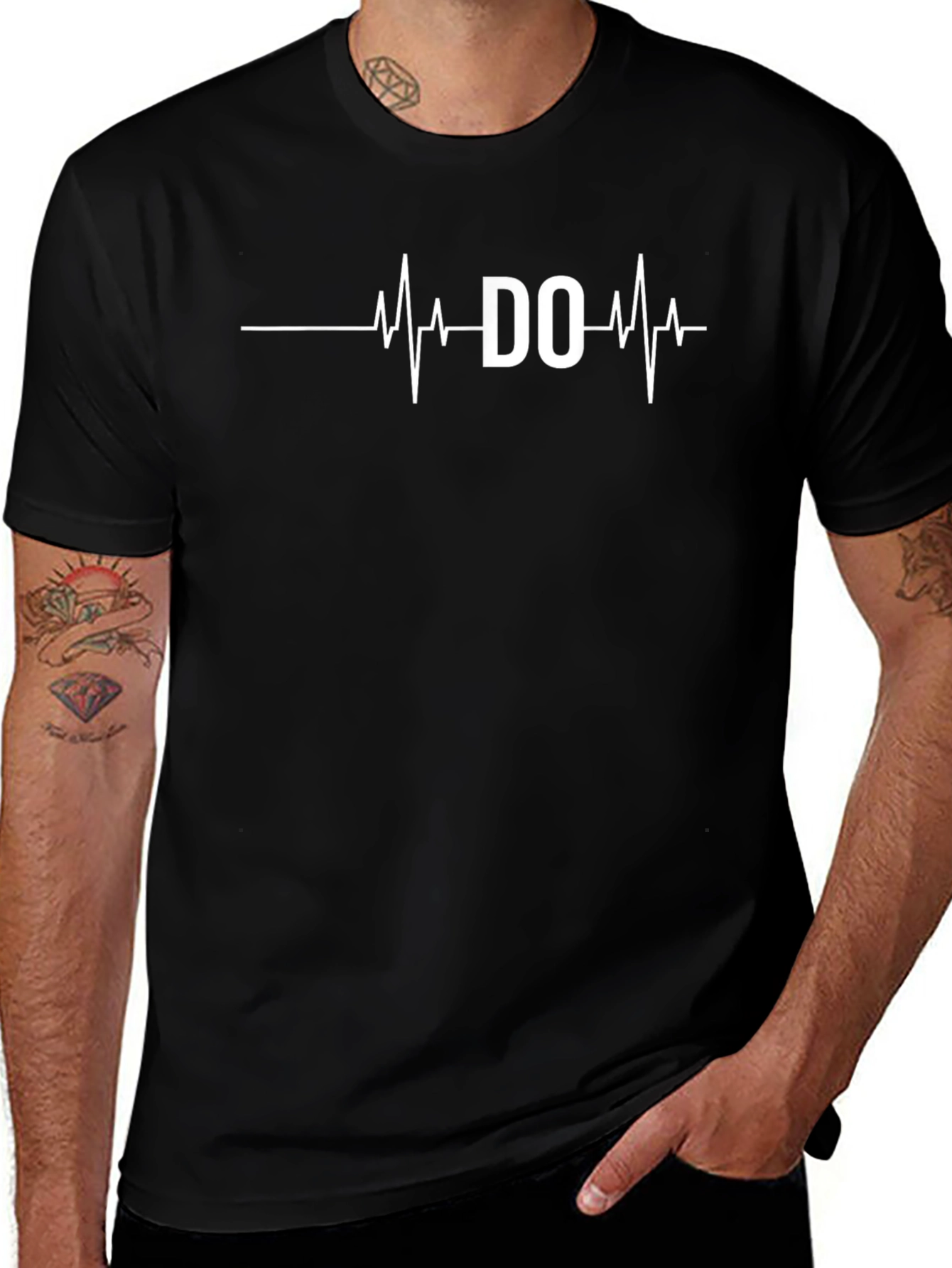 DO Heartbeat T-Shirt - Black Crew Neck Tee