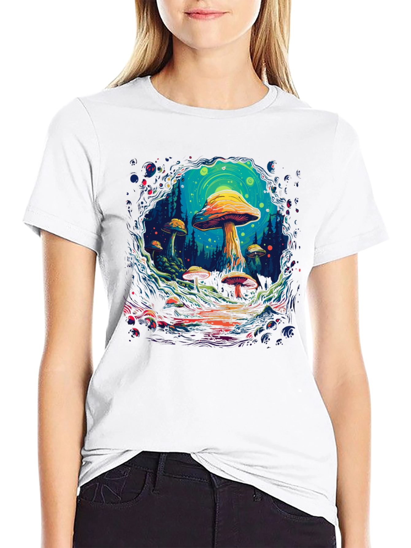 Psychedelic Mushroom Forest Graphic T-Shirt