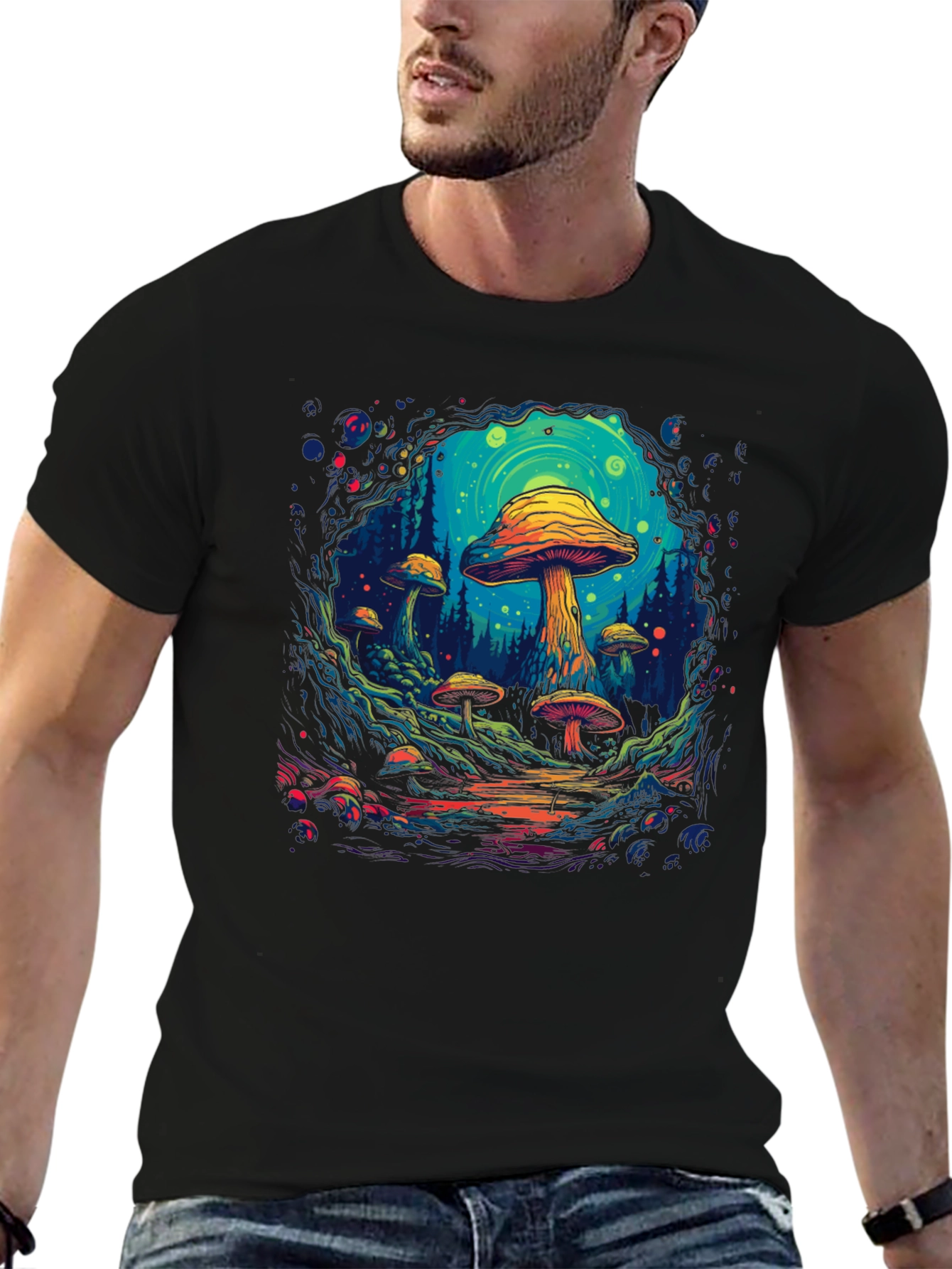 Psychedelic Mushroom Forest Graphic T-Shirt