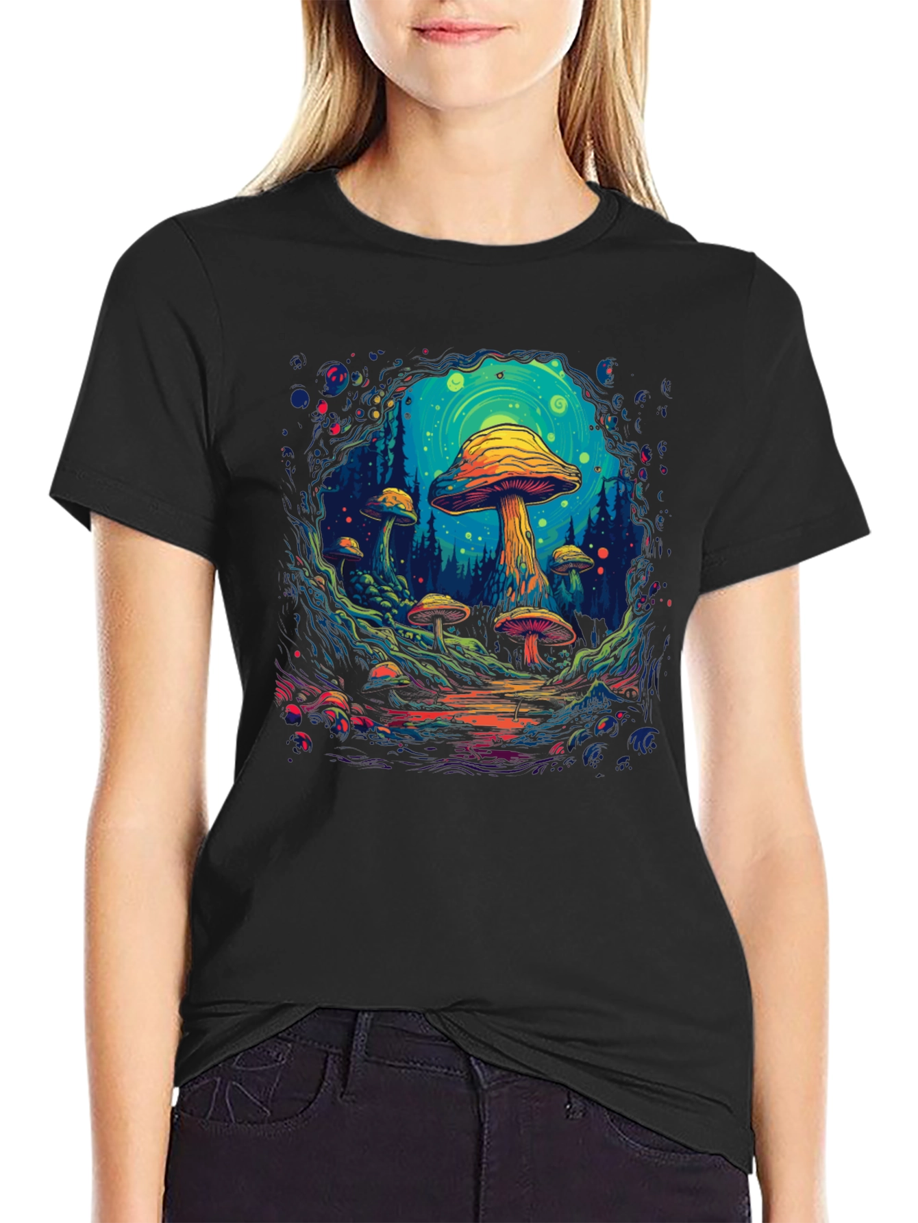 Psychedelic Mushroom Forest Graphic T-Shirt