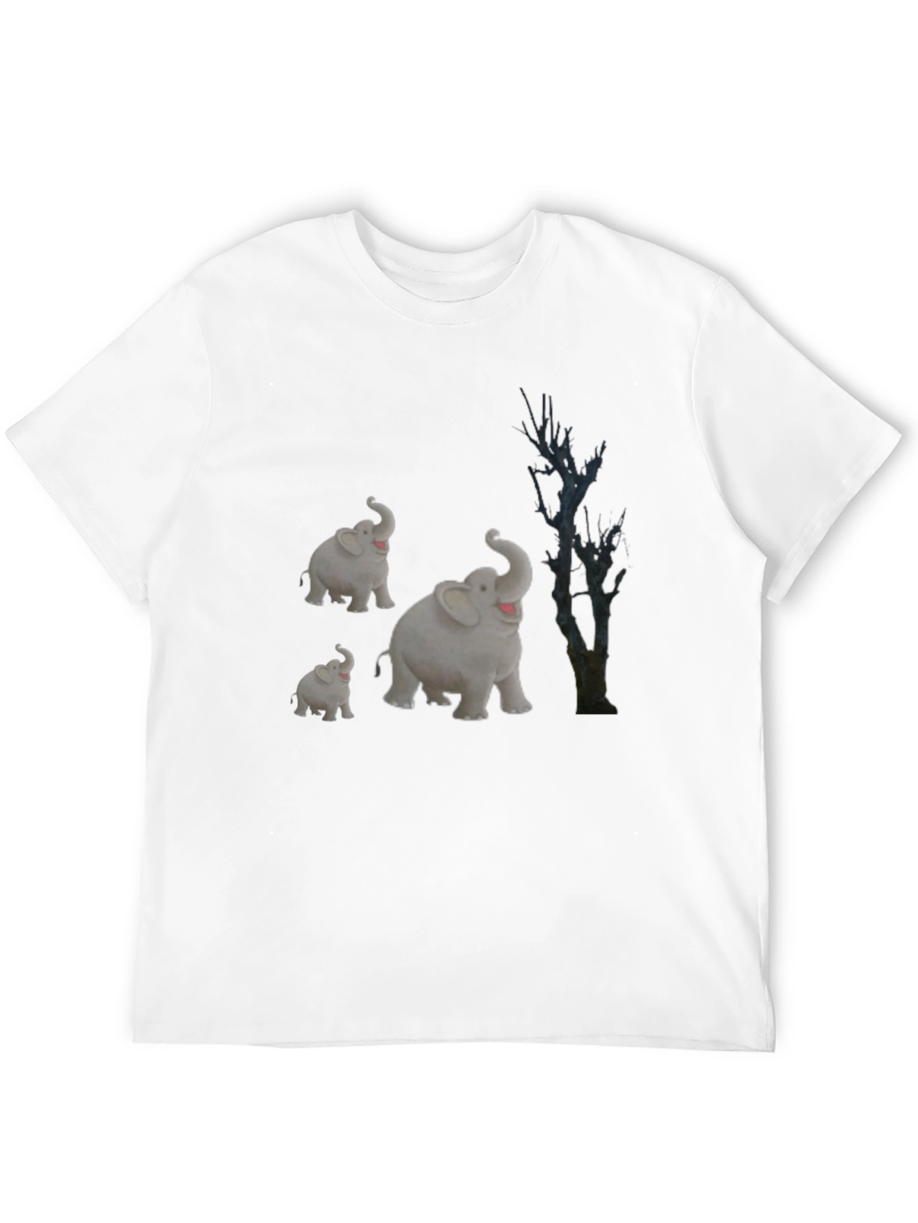 Elephant Family Graphic Tee - Black Cotton T-Shirt