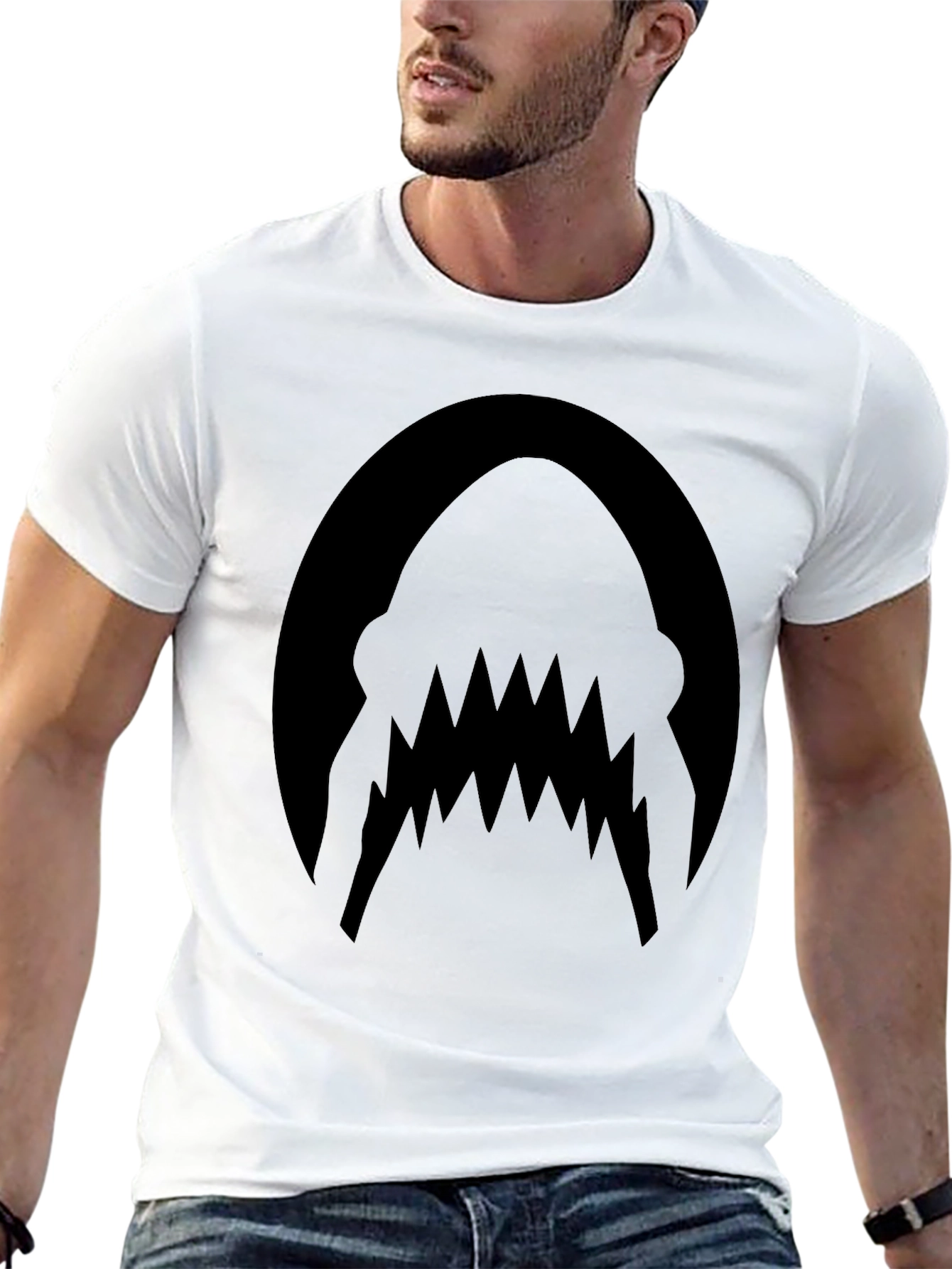 Mens Black Shark Teeth Graphic Tee