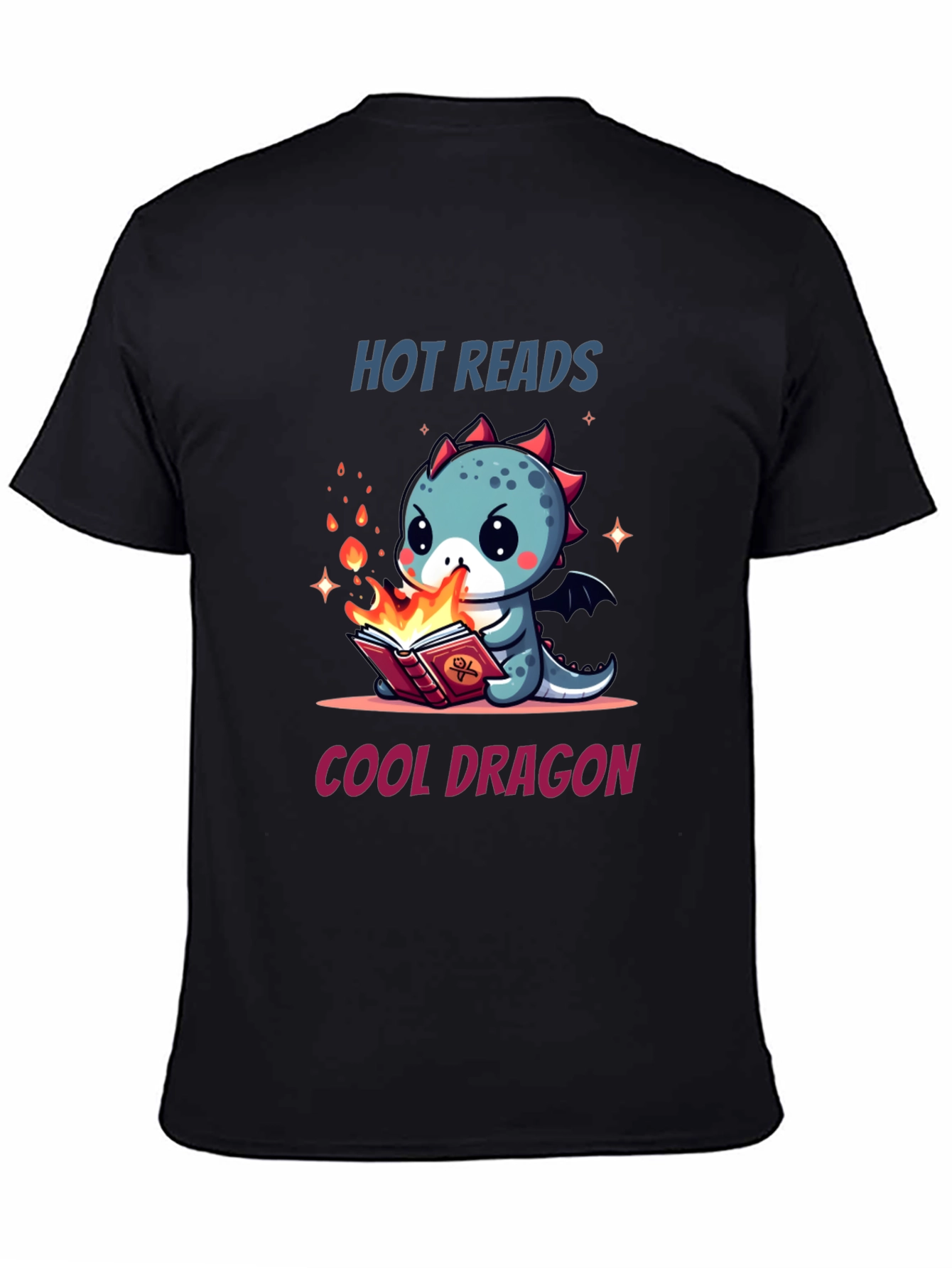 Cute Dragon Reading T-Shirt - Hot Reads Cool Dragon