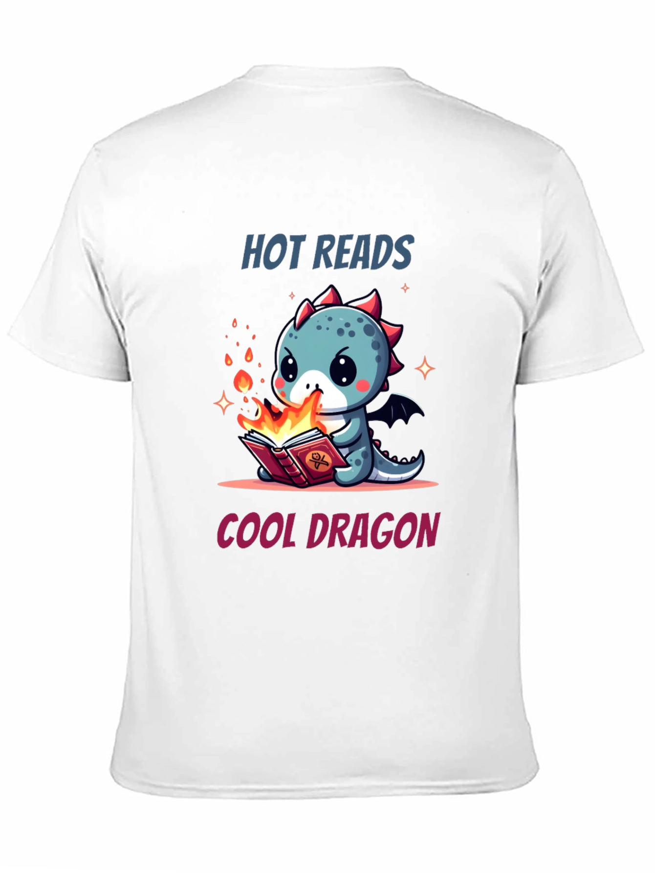Cute Dragon Reading T-Shirt - Hot Reads Cool Dragon