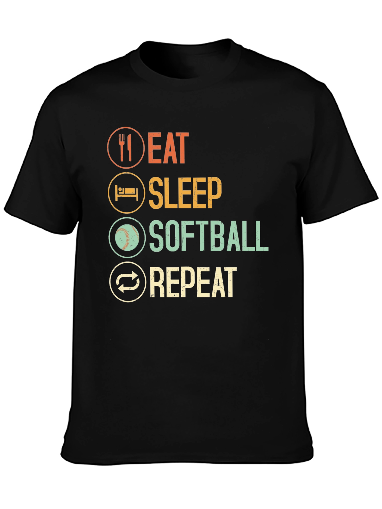 Eat Sleep Softball Repeat Graphic Tee