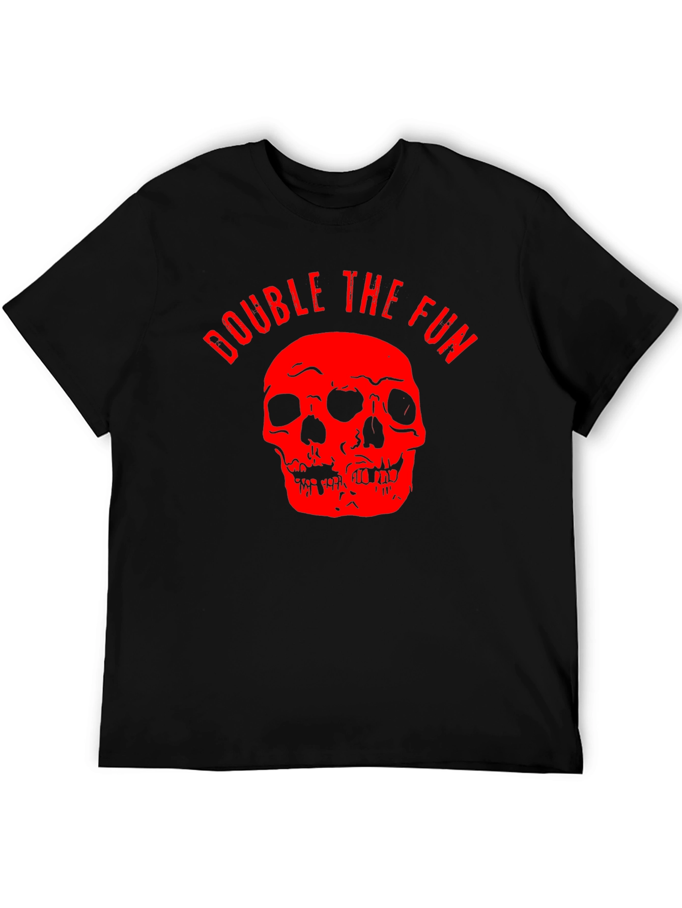 Double the Fun Skull Graphic Tee - Black