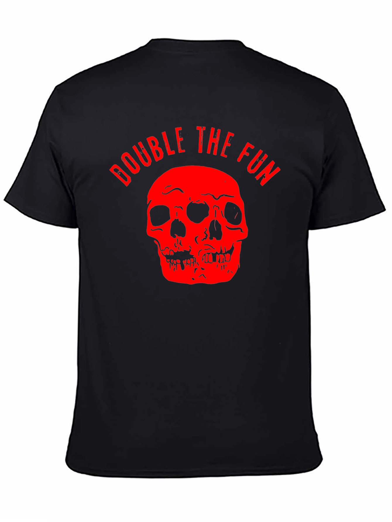 Double the Fun Skull Graphic Tee - Black