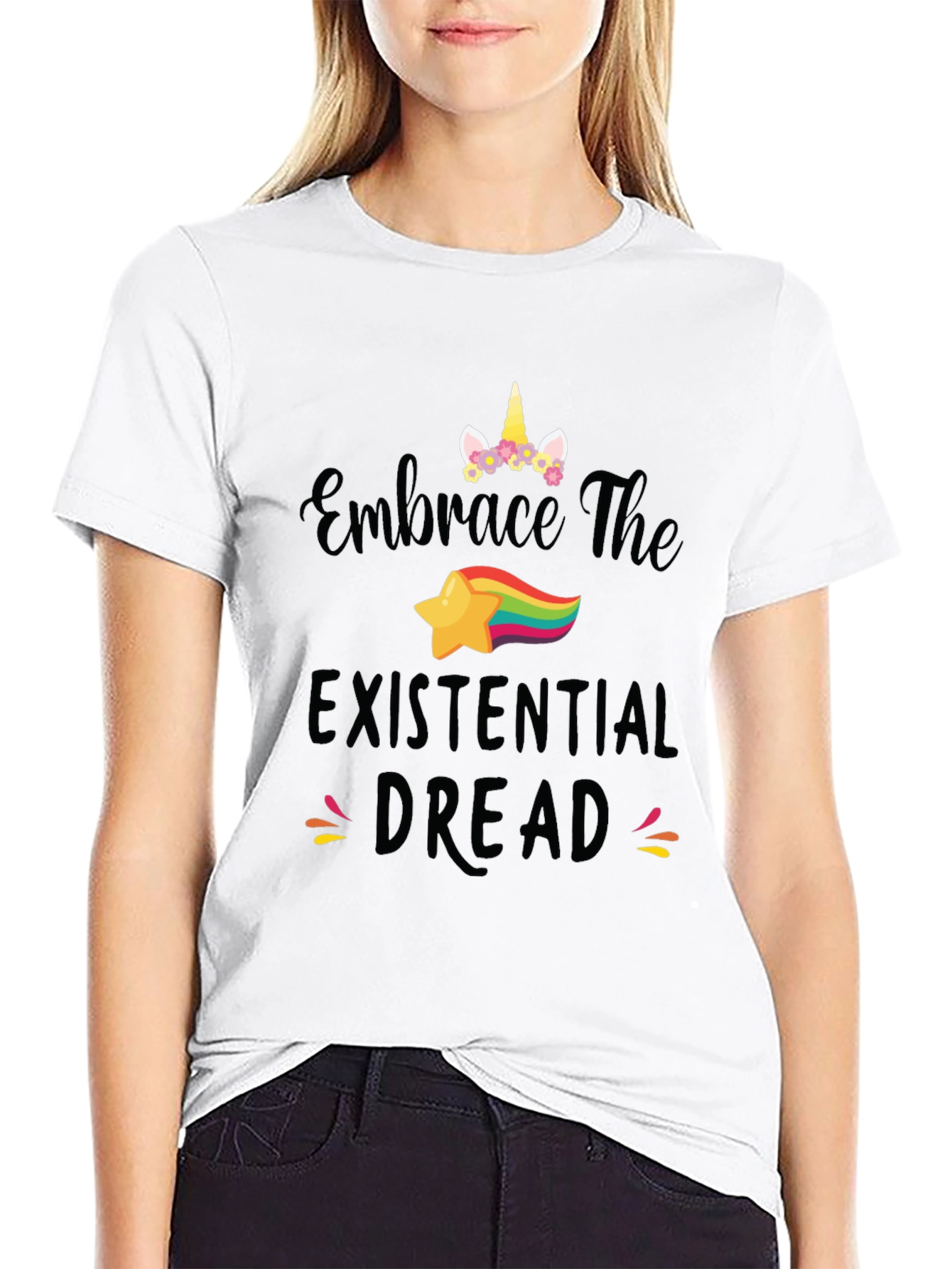 Embrace Existential Dread Unicorn Graphic Tee