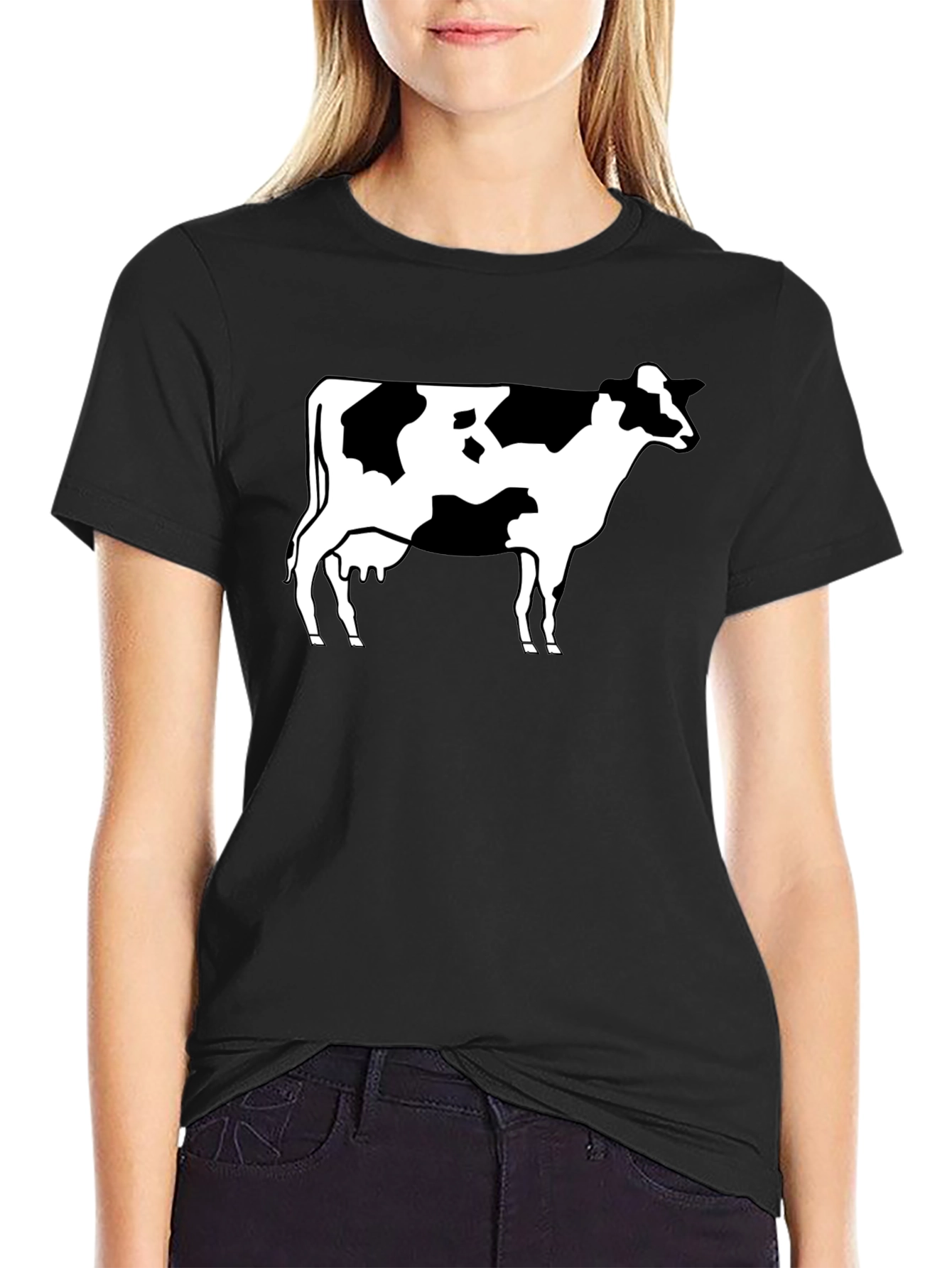 Cow Print Black T-Shirt - Classic Animal Graphic Tee