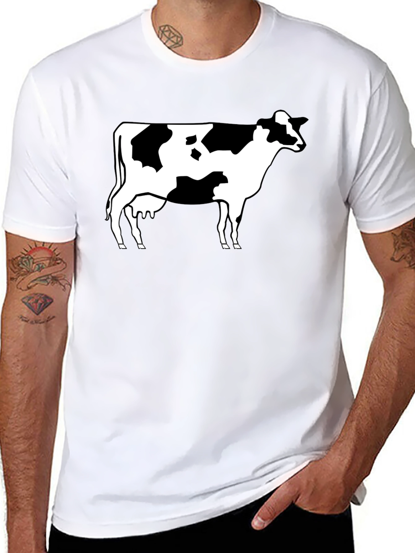 Cow Print Black T-Shirt - Classic Animal Graphic Tee