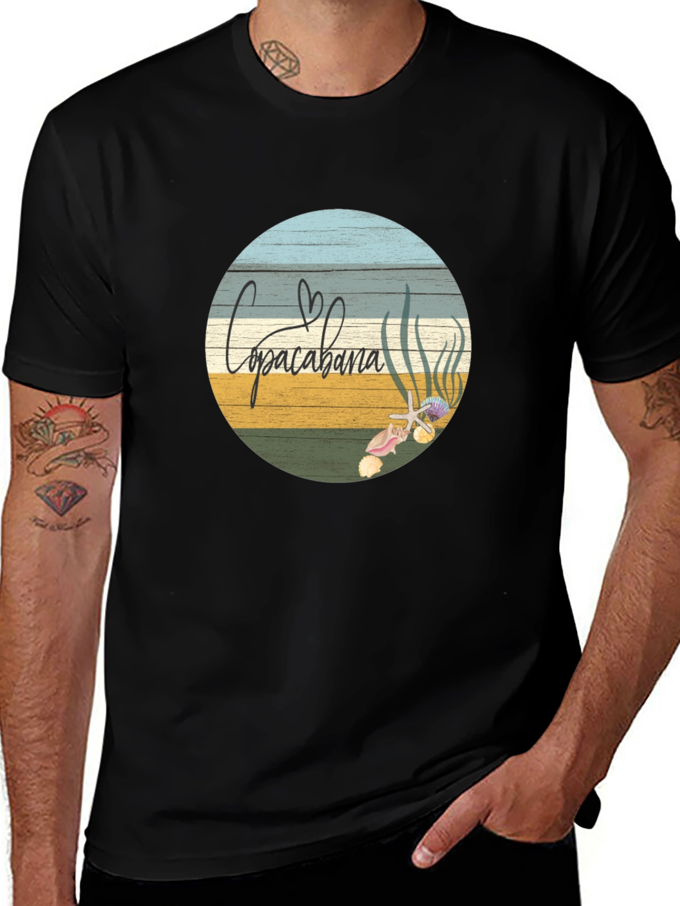 Copacabana Beach Scene Graphic T-Shirt