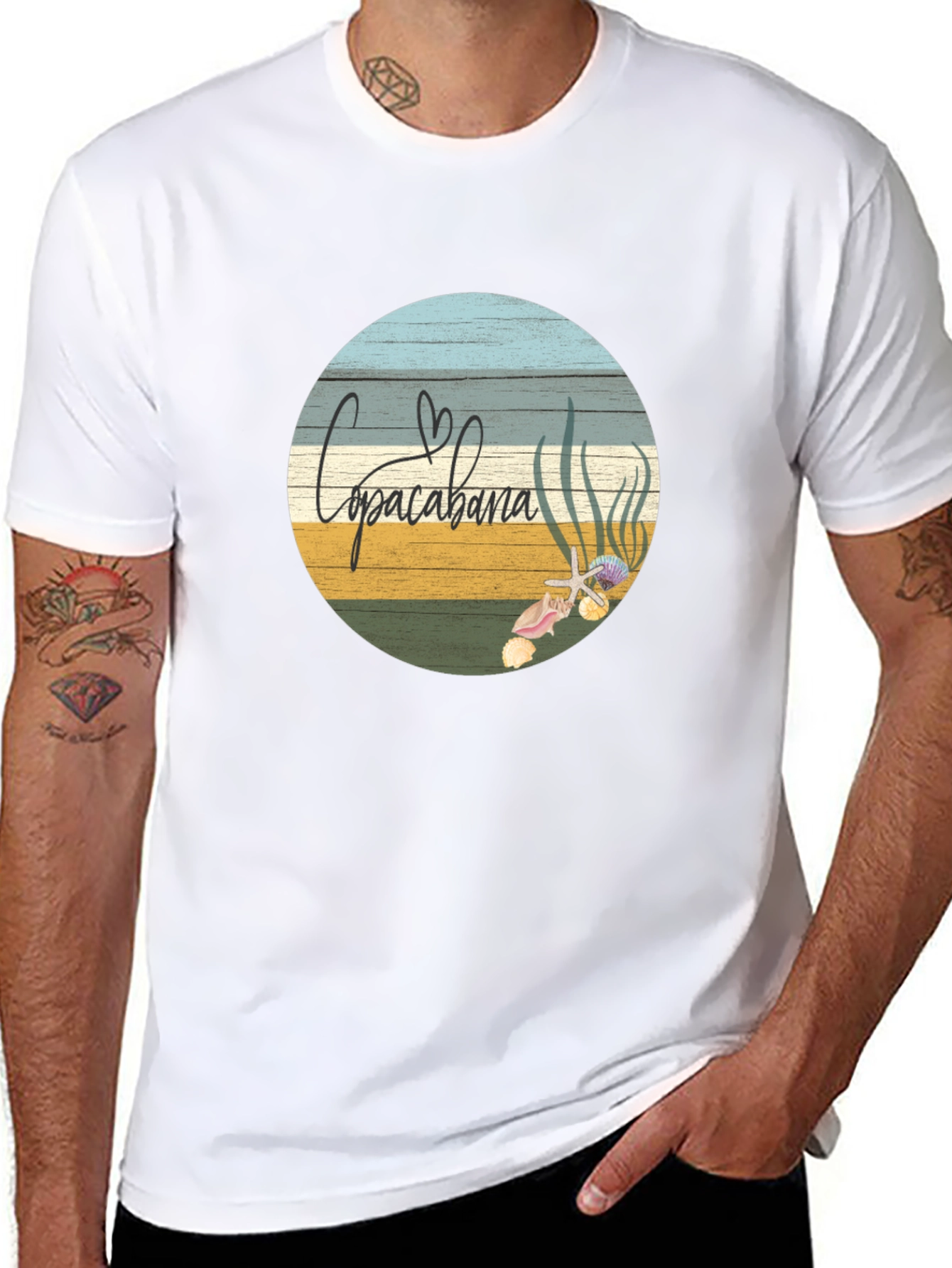 Copacabana Beach Scene Graphic T-Shirt