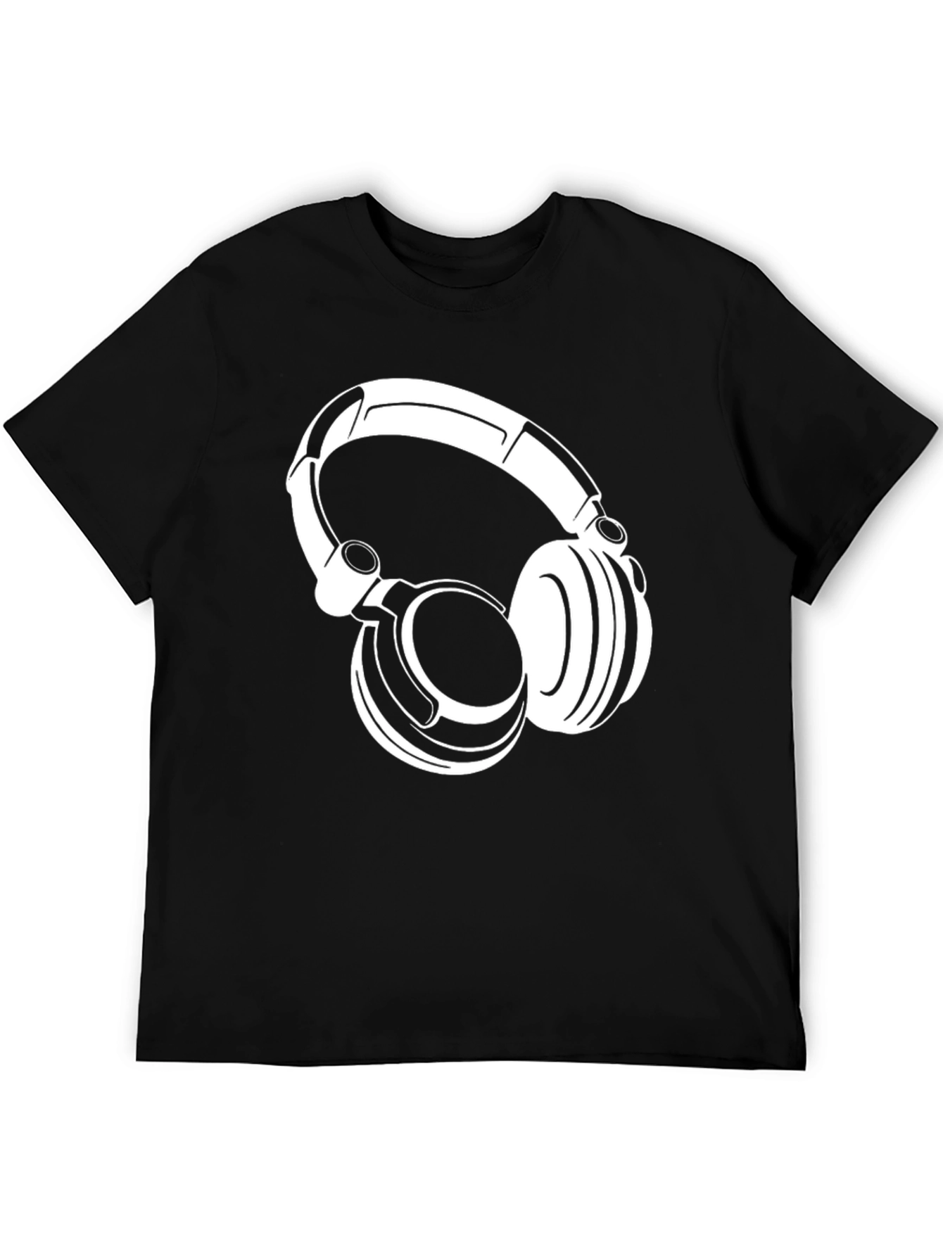 Cool Headphones Graphic Tee - Black Cotton T-Shirt