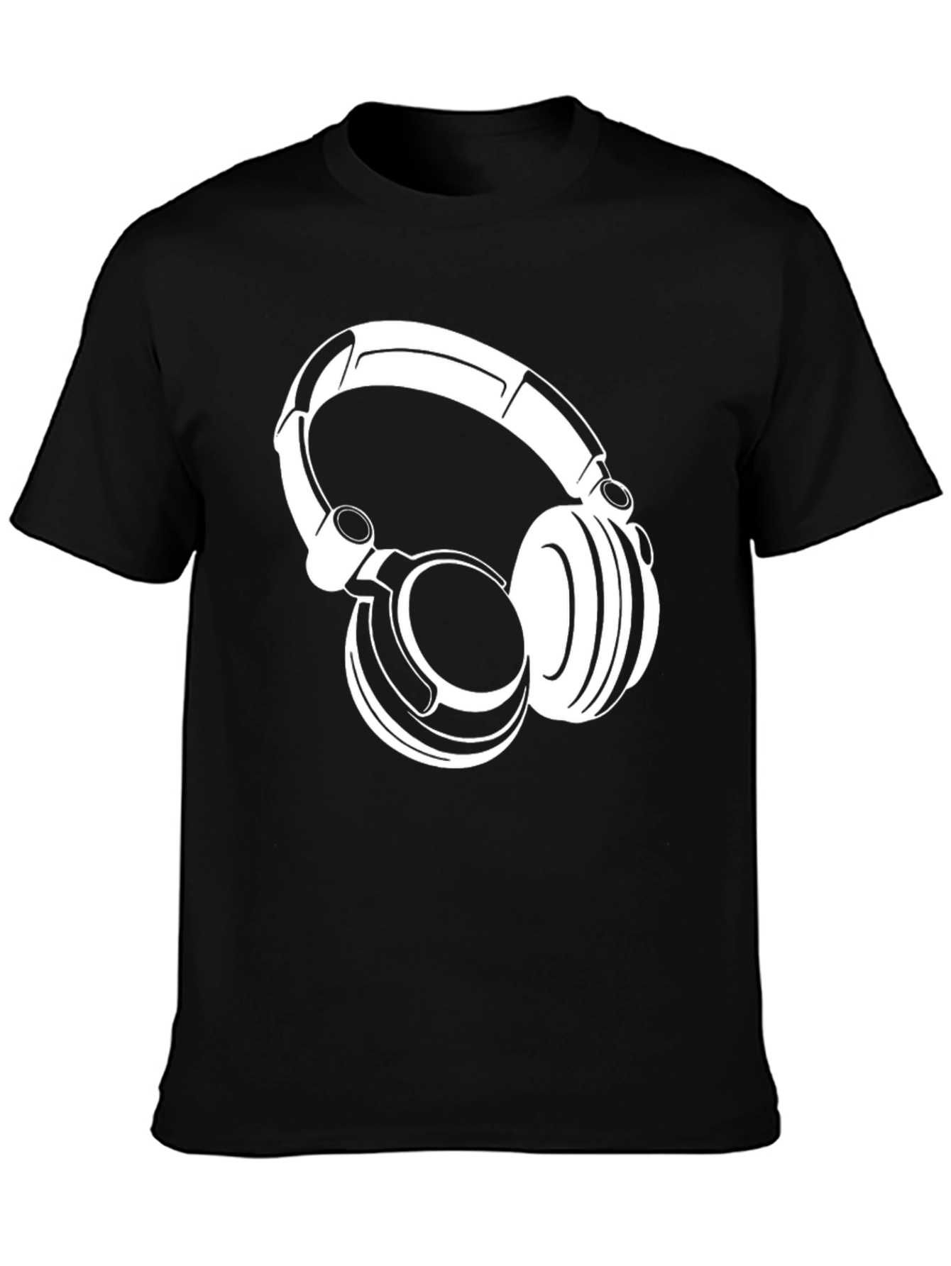 Cool Headphones Graphic Tee - Black Cotton T-Shirt