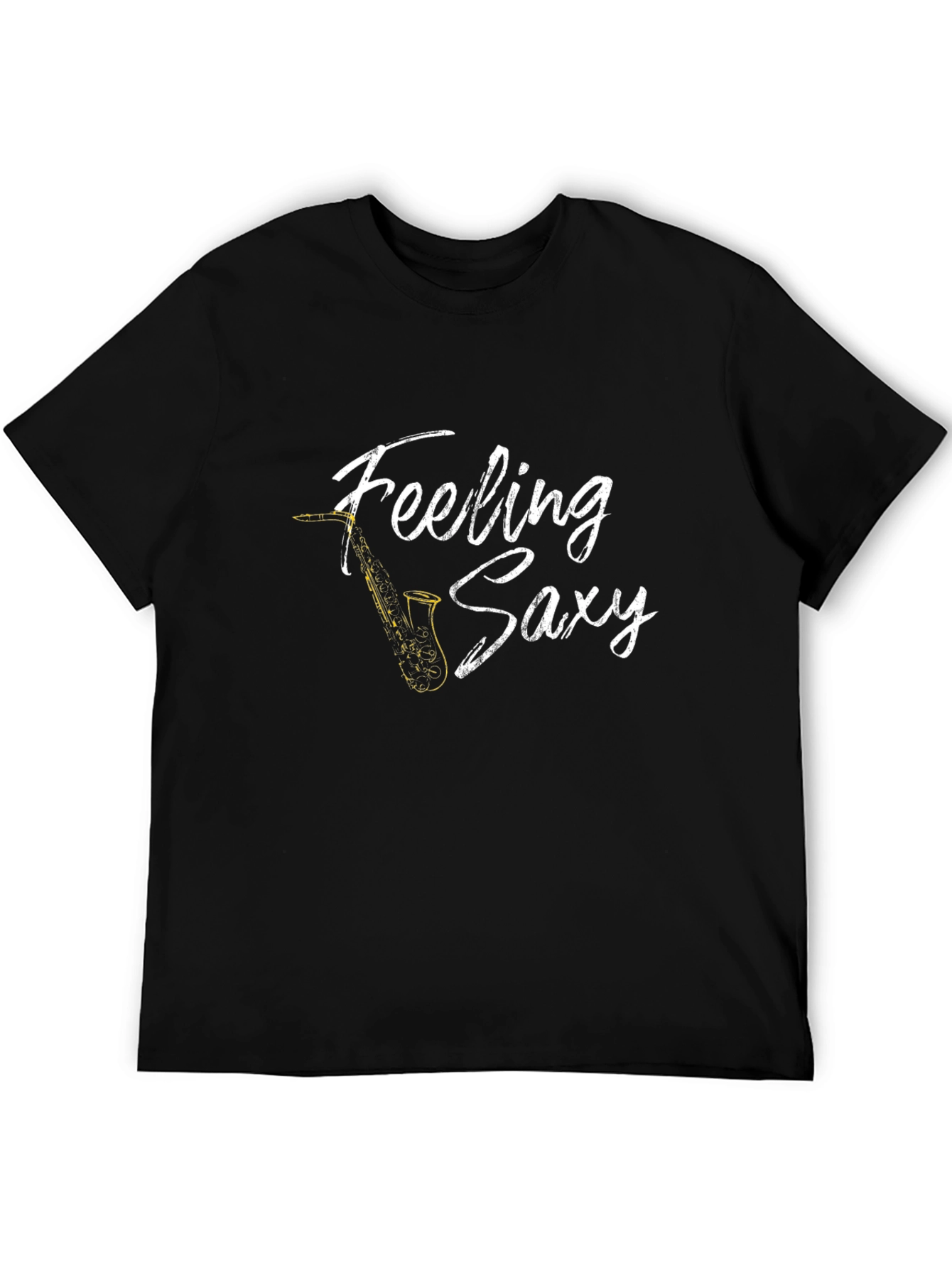 Feeling Saxy T-Shirt - Mens Black Cotton Tee